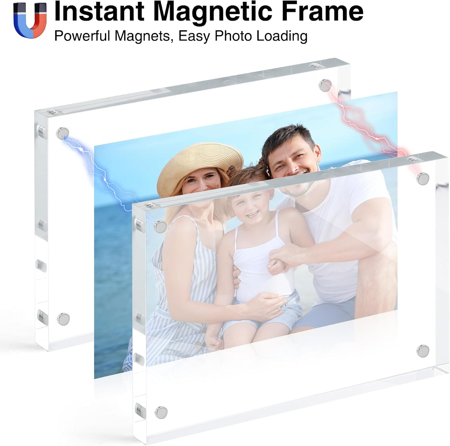 HOUSE DAY Acrylic Picture Frames 4x6, 3 Pack Magnetic 4 x 6 Picture Frame, Double Sided Clear 4x6 Photo Frame with