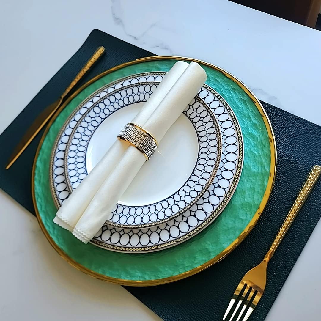 Silver Diamond Gold Napkin Rings Set, Rhinestone Napkin Holder for Dining, Anniversary, Wedding,Bling Cloth Holder Full