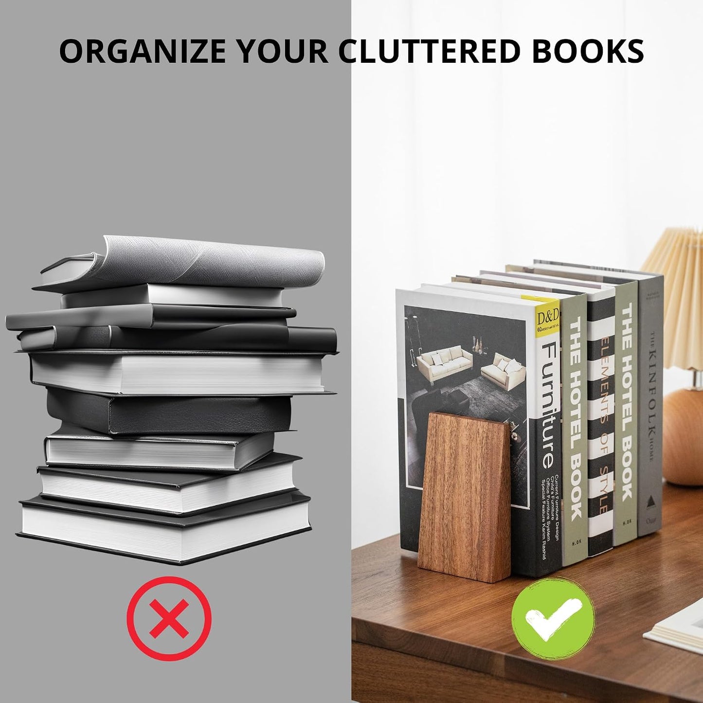 Thickened Wooden Bookends for Heavy Books / Brown