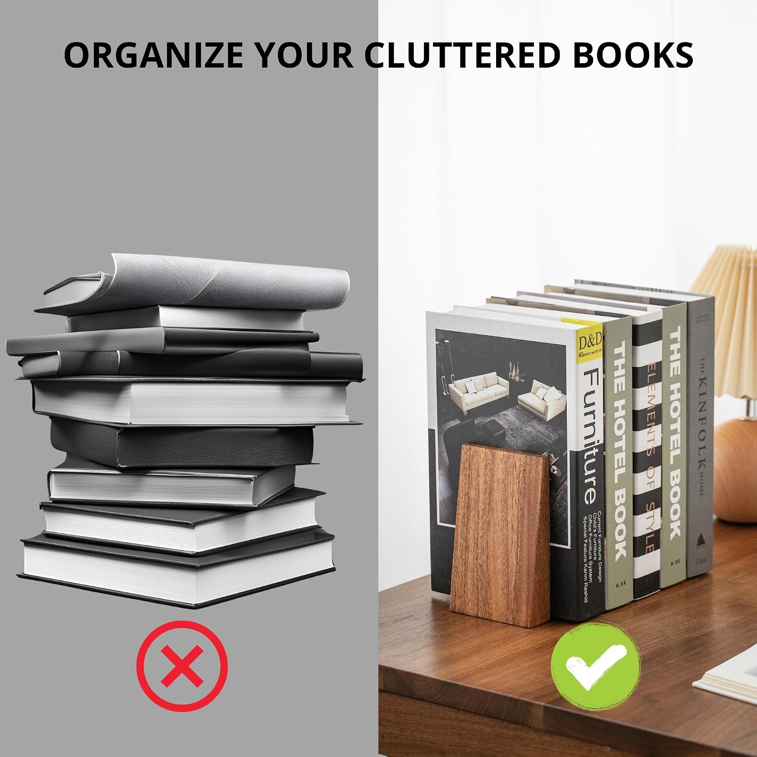 Thickened Wooden Bookends for Heavy Books / Brown