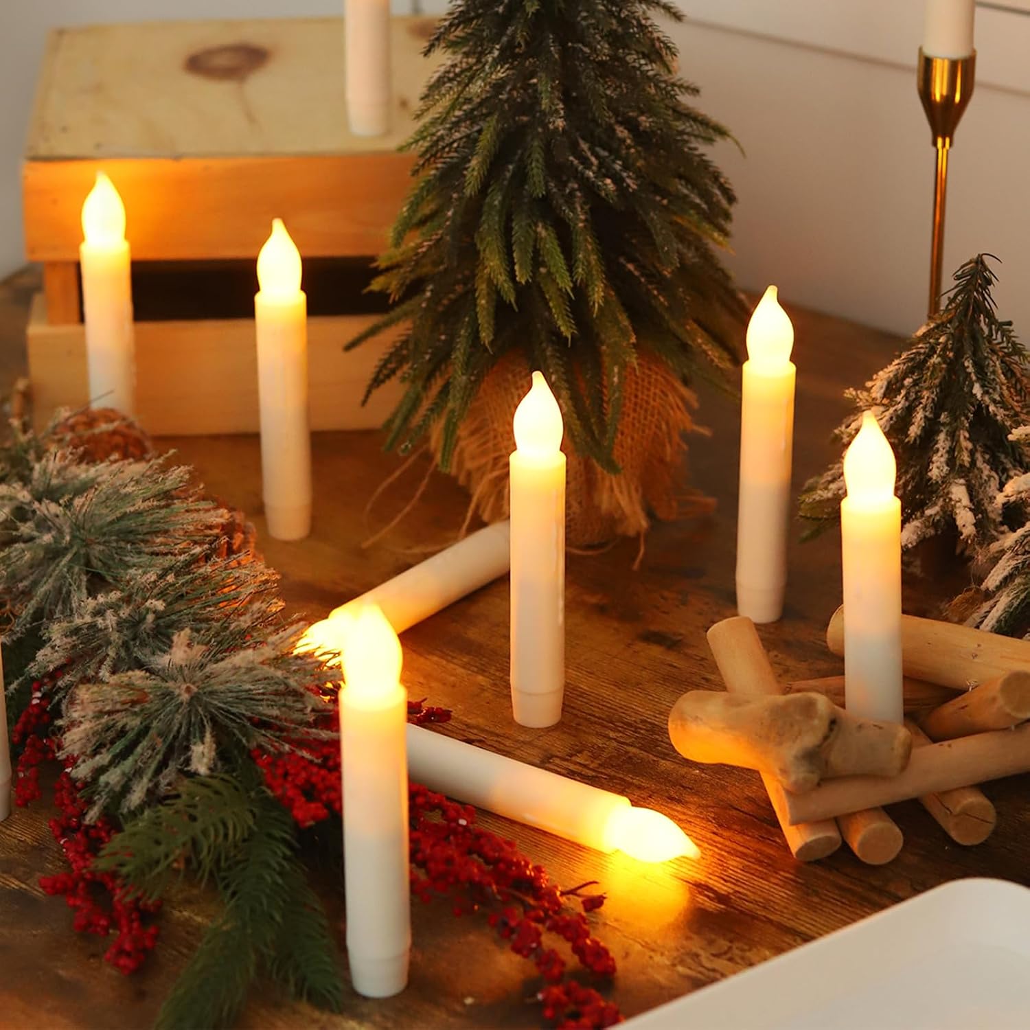 MUMCHASI Flameless Candles with Remote, Battery Operated Candlesticks, Led Taper Candles with Timer, Flickering