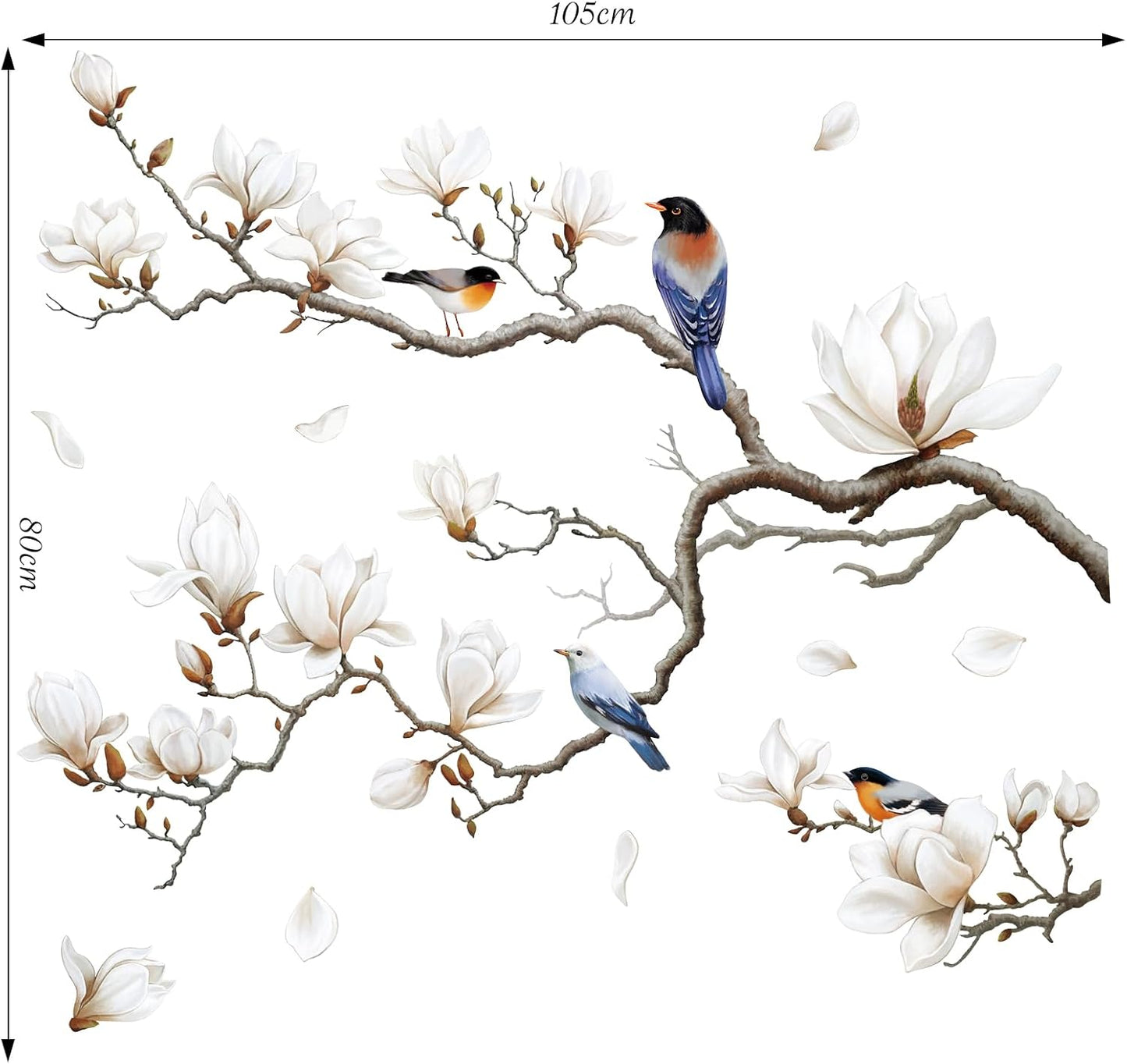 Branches Corner Wall / Right Magnolia Flower / White