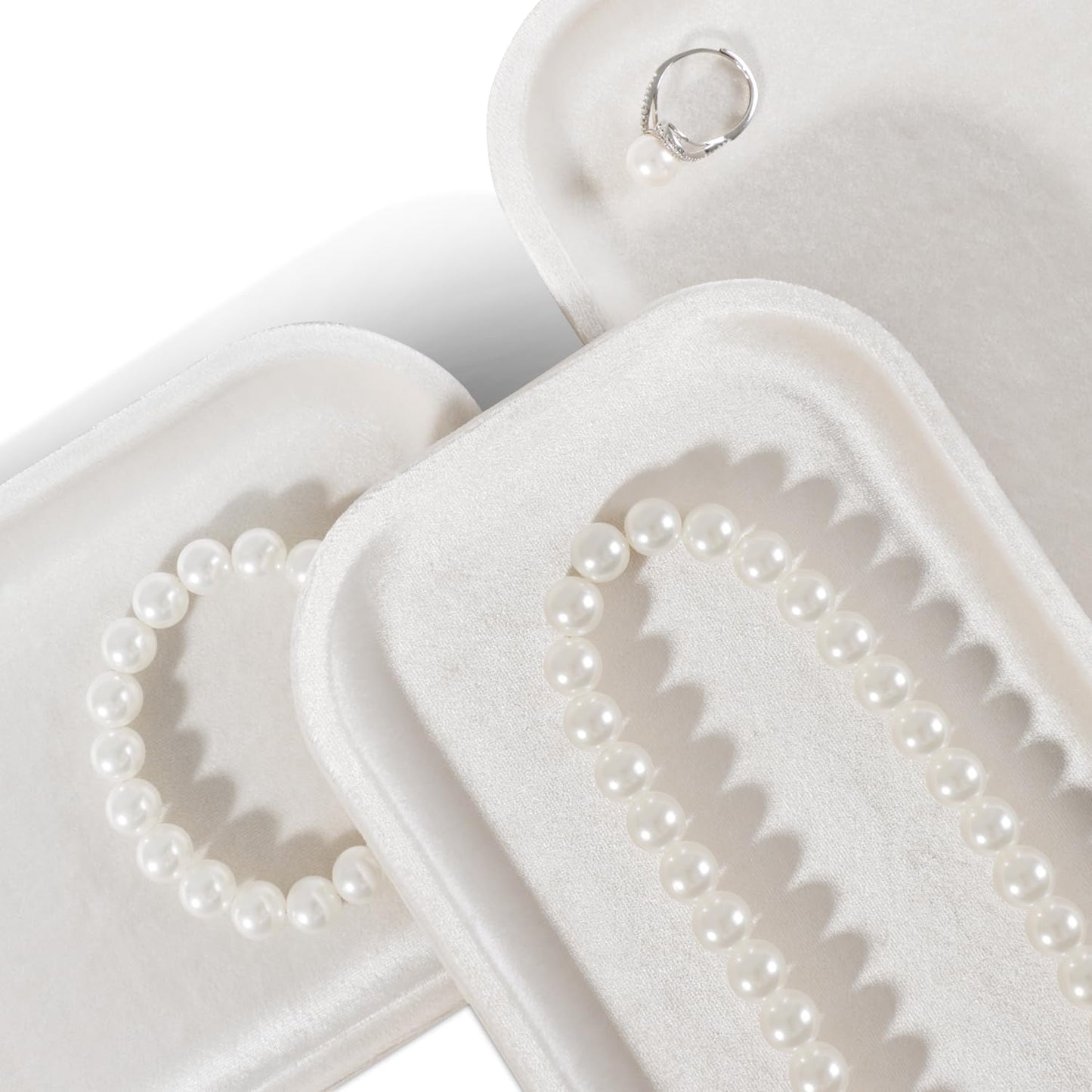 Resilient Velvet Jewelry Display Tray for Ring Earrings Bracelet Necklace / Light Beige / 7.9 x 4.7