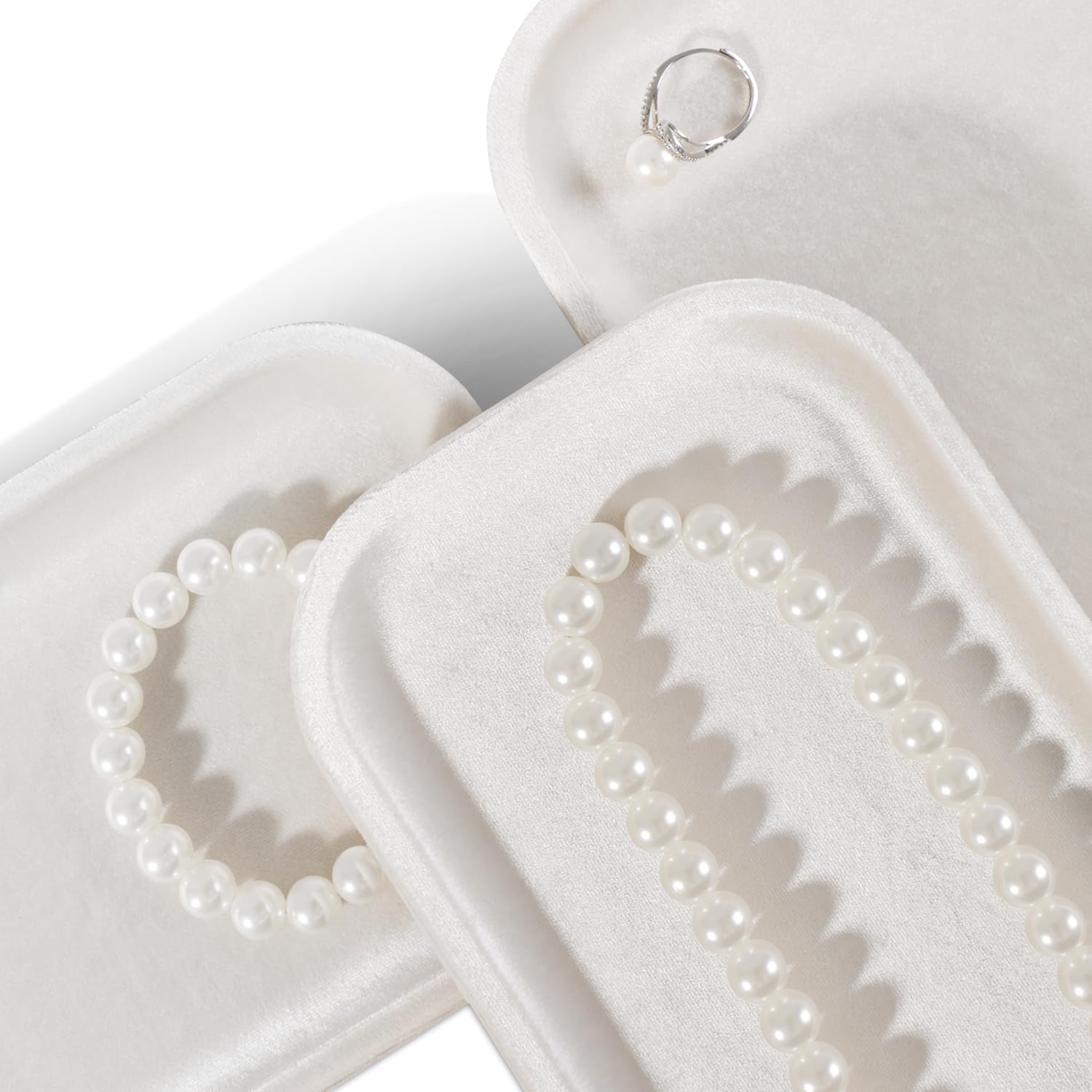Resilient Velvet Jewelry Display Tray for Ring Earrings Bracelet Necklace / Light Beige / 7.9 x 4.7