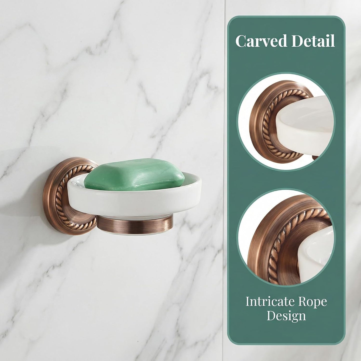 Ceramic Soap Holder Soap Tray Vintage Holder Wall-Mounted Dish Antique Dish for Shower Wall Rack