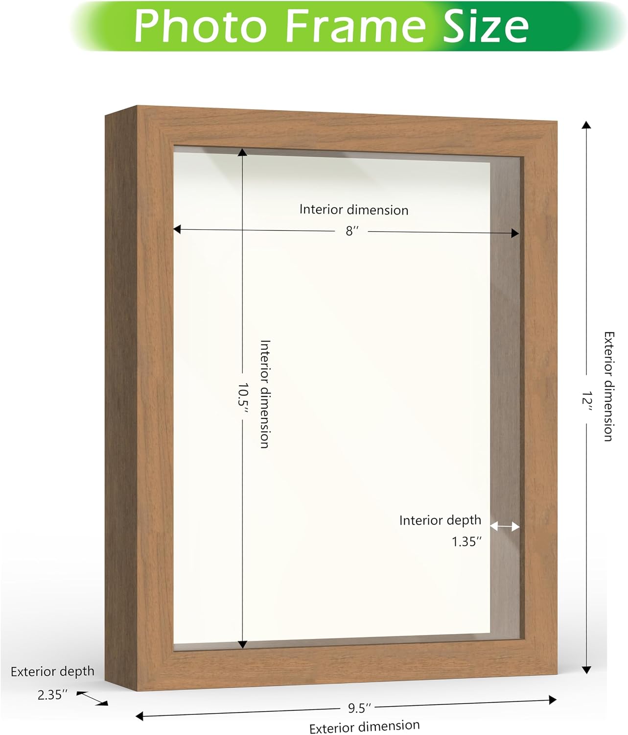 FrameWorks 8.5” x 11” Golden Oak Wooden Shadow Box Frame – Display Case with Soft Felt Back, Memory Box with Tempered