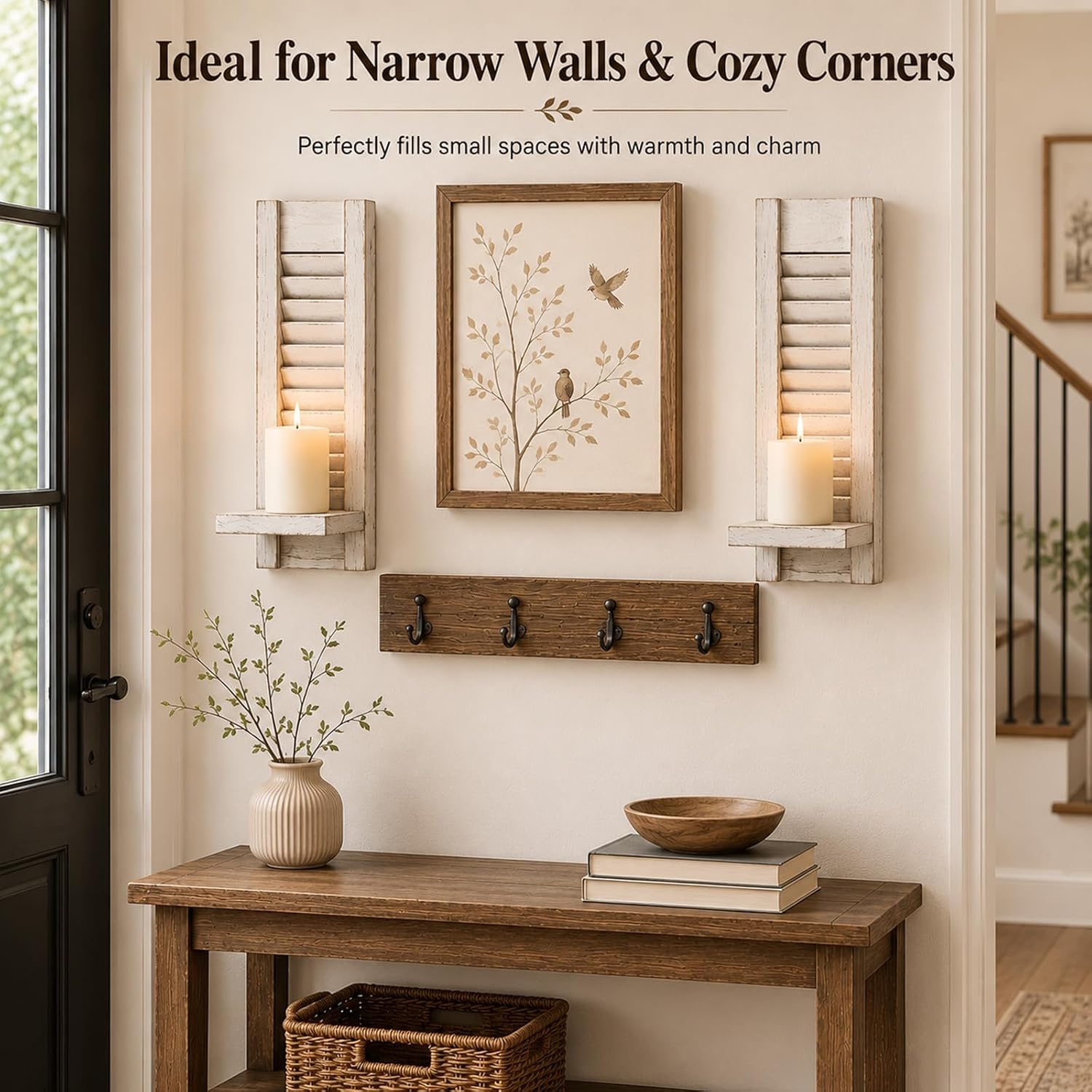 Farmhouse Wall Candle Holder / White / Set of 2