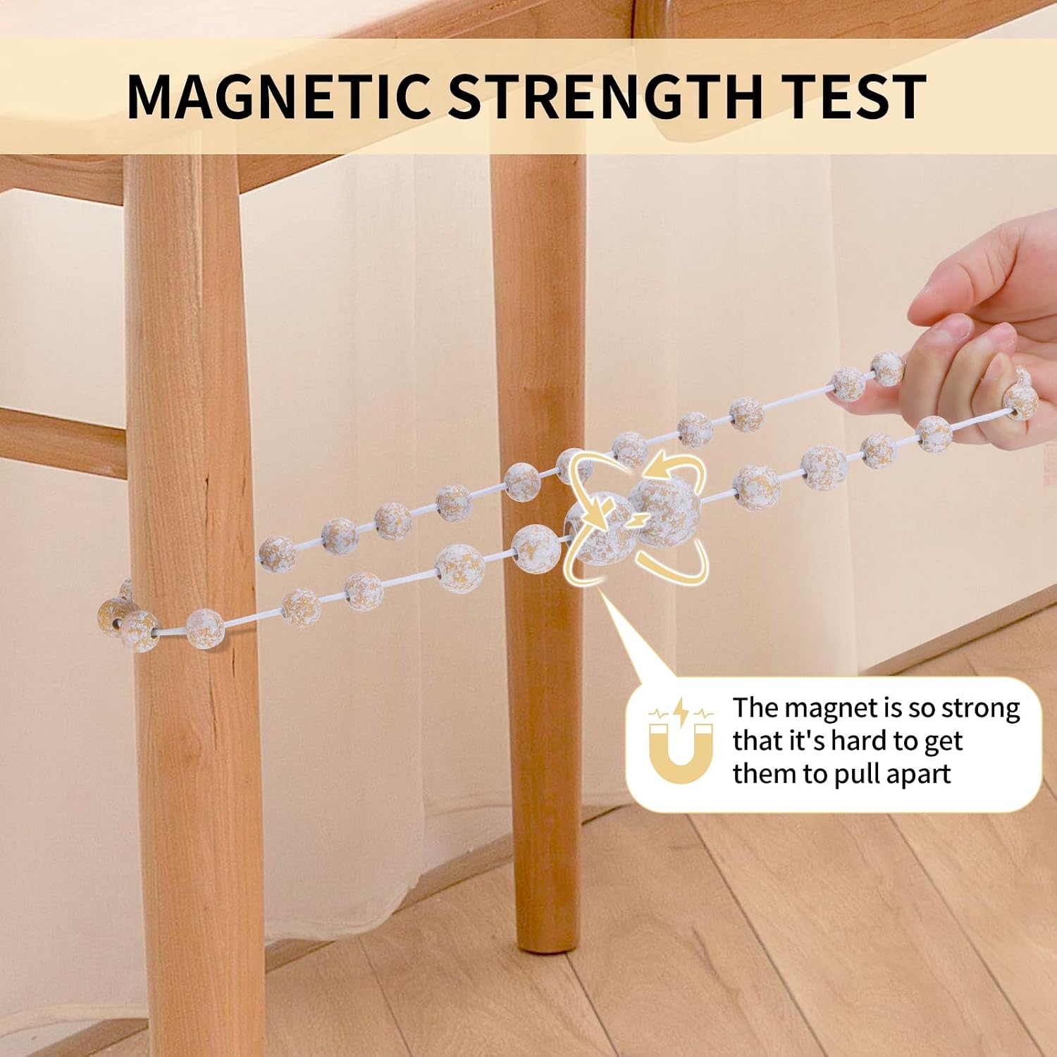 KLOGTSIND Magnetic Curtain Tiebacks, 6 Pack Wood Bead Curtain Holdbacks | Curtain Holders for Bedroom Decor, Boho Room
