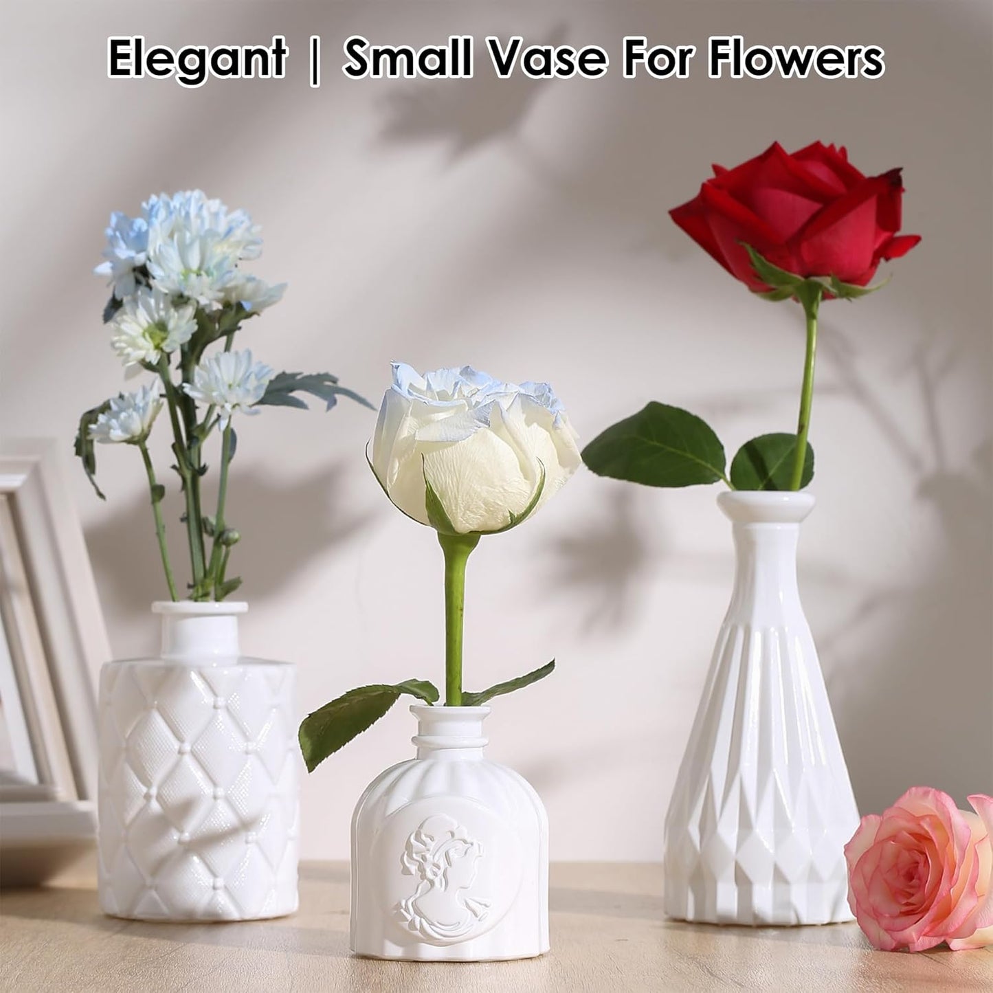 Vintage Small Glass Vases / White / Set of 10