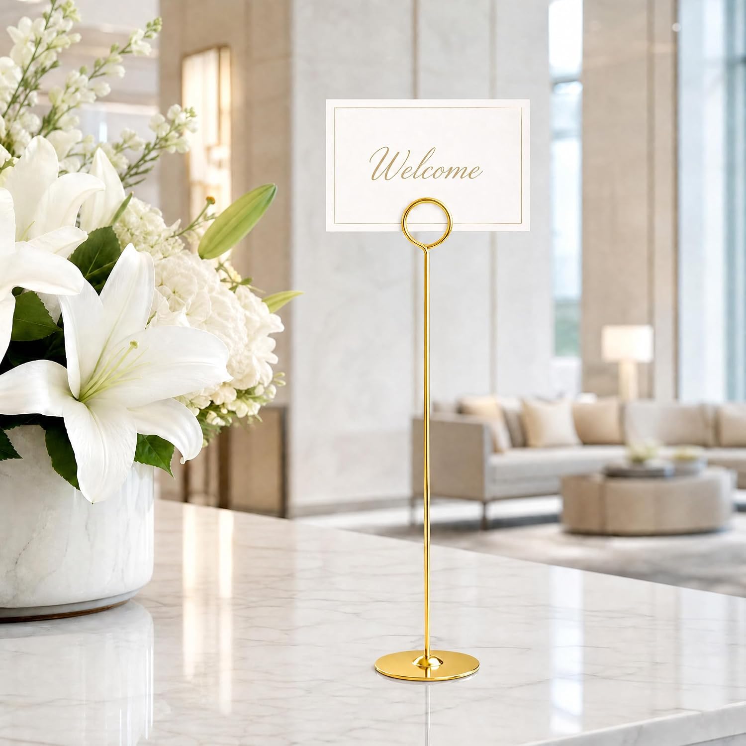 Urban Deco 16PK Gold Table Number Holders Place Card Holders 12 Inch Table Card Holders Steel Card Holders for Photos