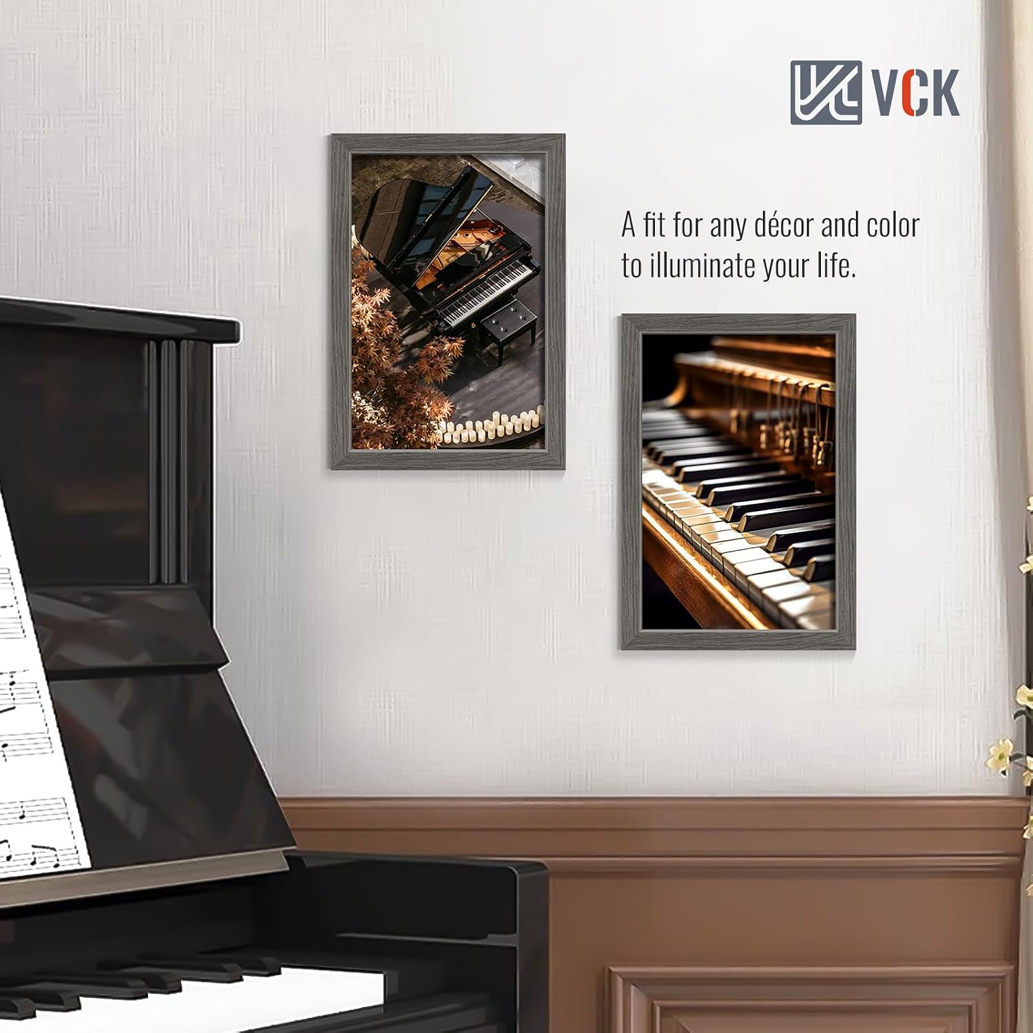 VCK 12x18 Frame Grey 4 Pack, Wide Thick Wood Border, for Poster/Print | Exclusive Woodgrain, Wall Hanging, HD
