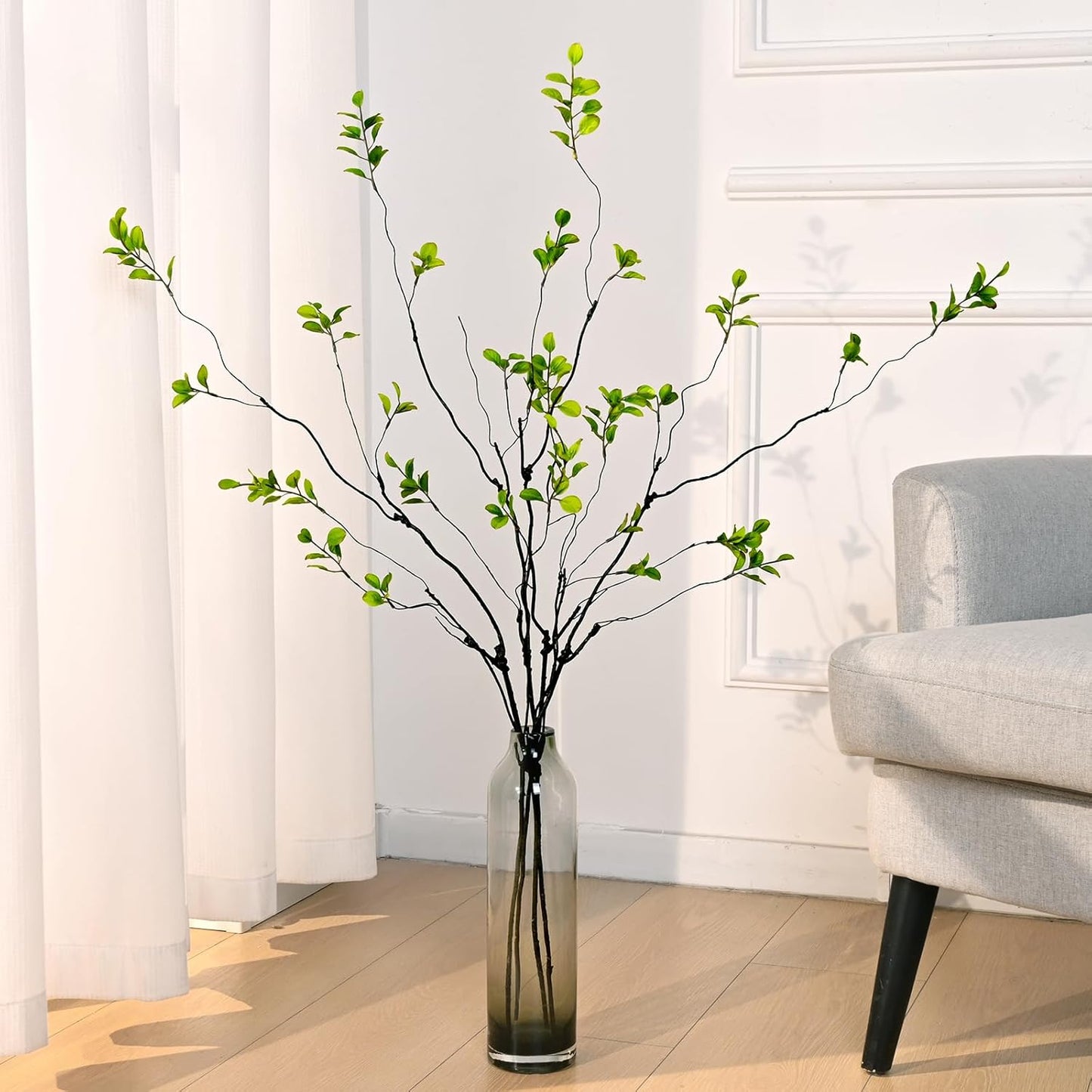 Artificial Ficus Branches for Vase / Green / 47 Inch / Set of 4