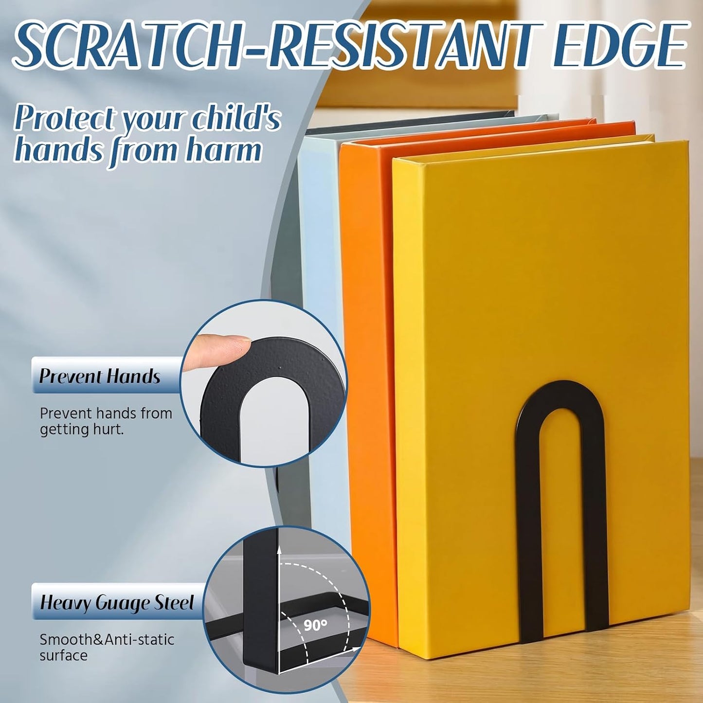 Modern Metal Book Ends / 5.5*3.75*2.25inch / Black / Set of 12