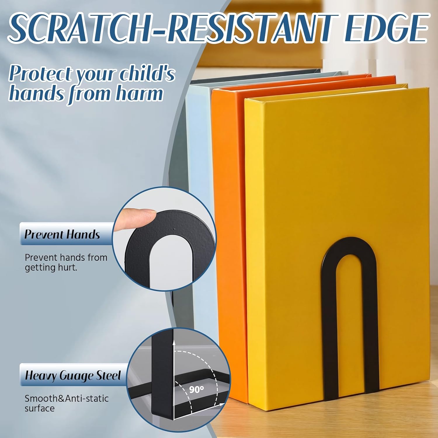 Modern Metal Book Ends / 5.5*3.75*2.25inch / Black / Set of 12