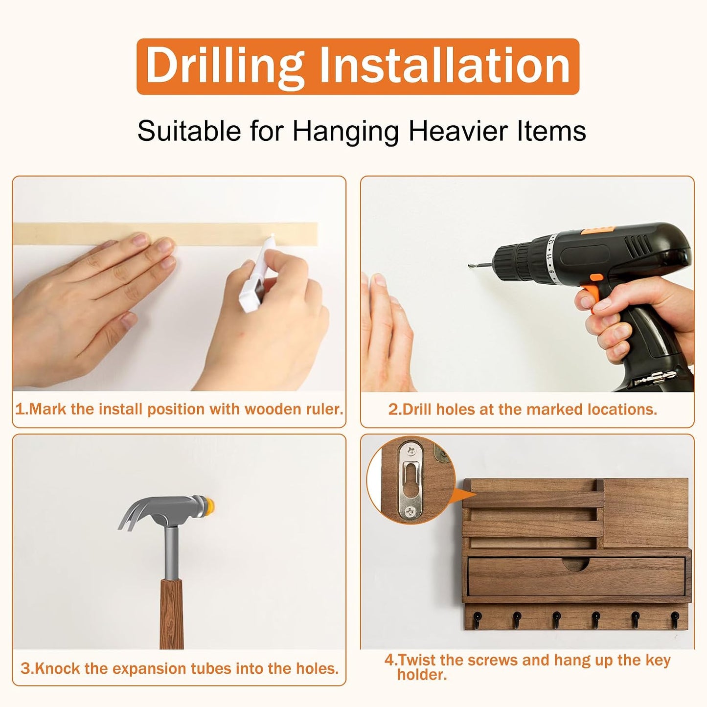 Wooden Key Rack / Key and Mail Holder