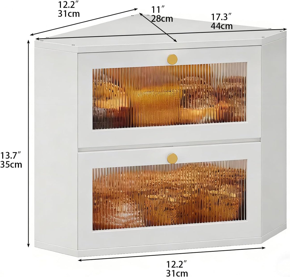 Trironsun Corner Bamboo Bread Box for Kitchen Counter Double Layer Bread Storage Container Large Capacity Bread Storage