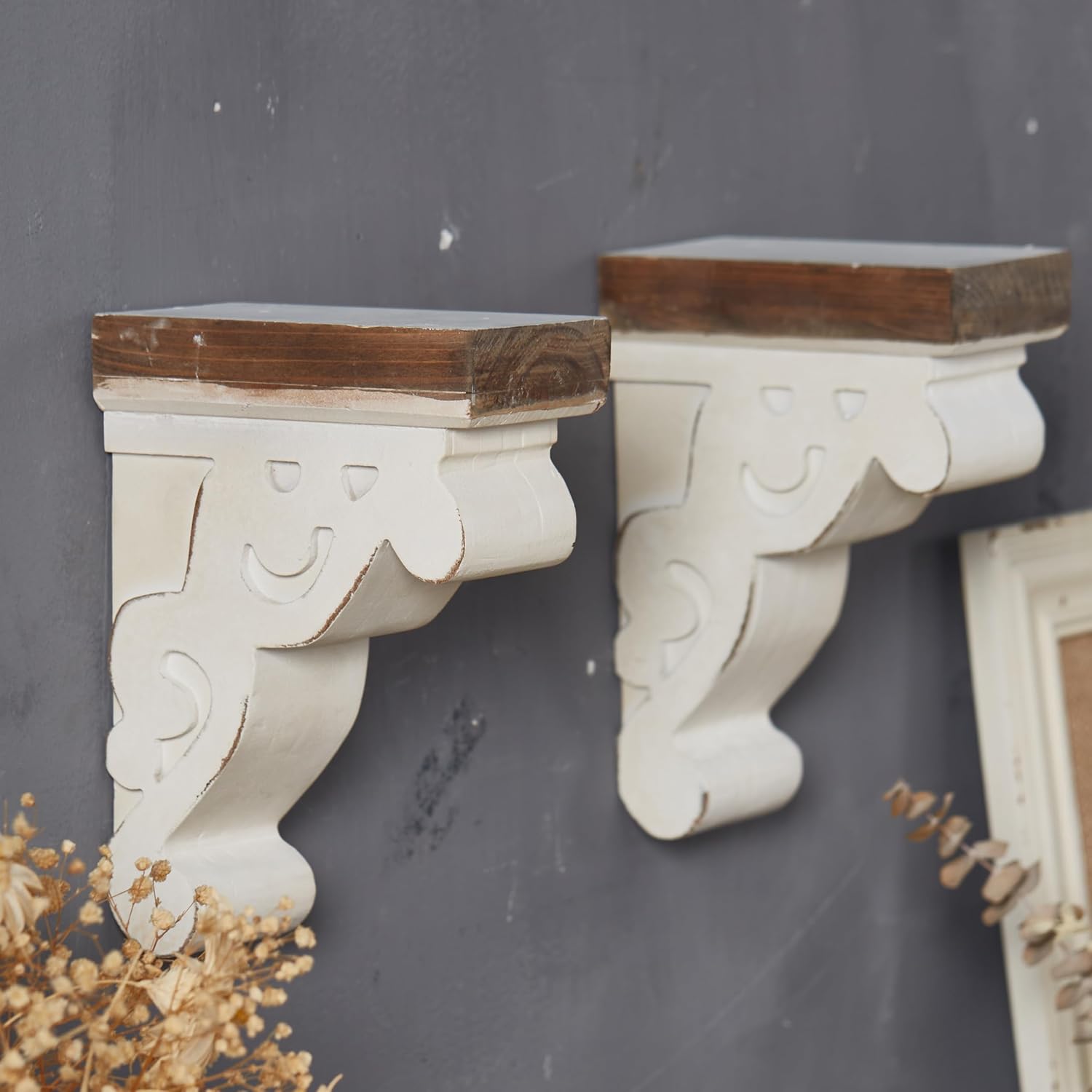 Wood Bookends Decorative / White