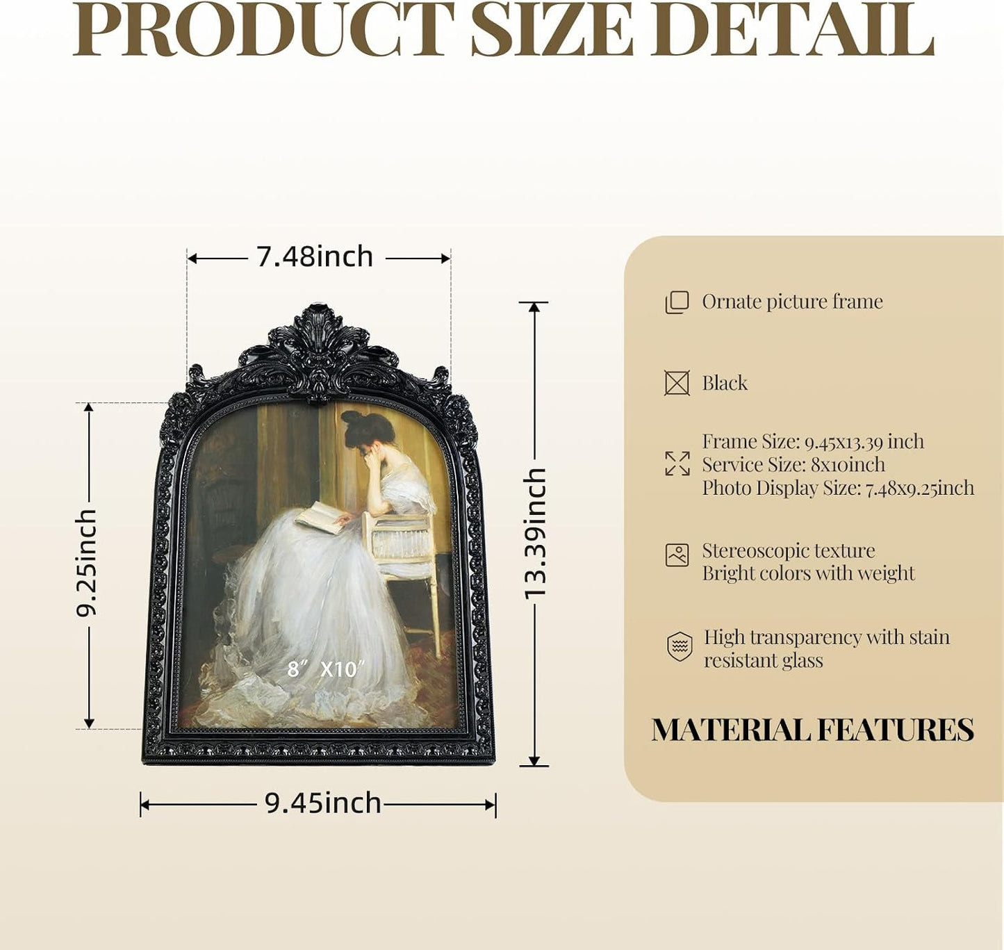 Black Picture Frame Vintage Frames / Black Arch / 8 x 10