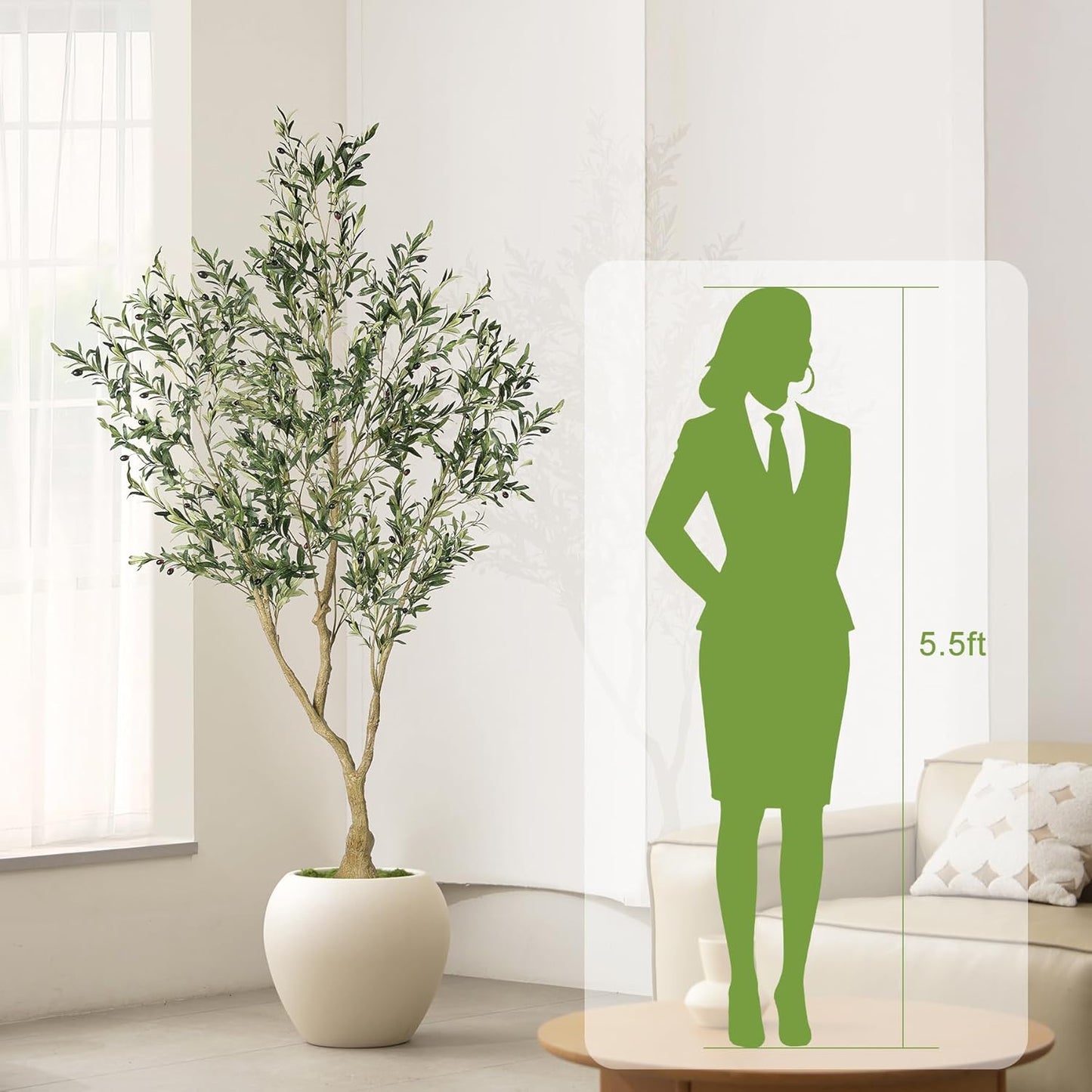 Large Olive Branches and Lifelike Fruits / 7ft / 7 Inch