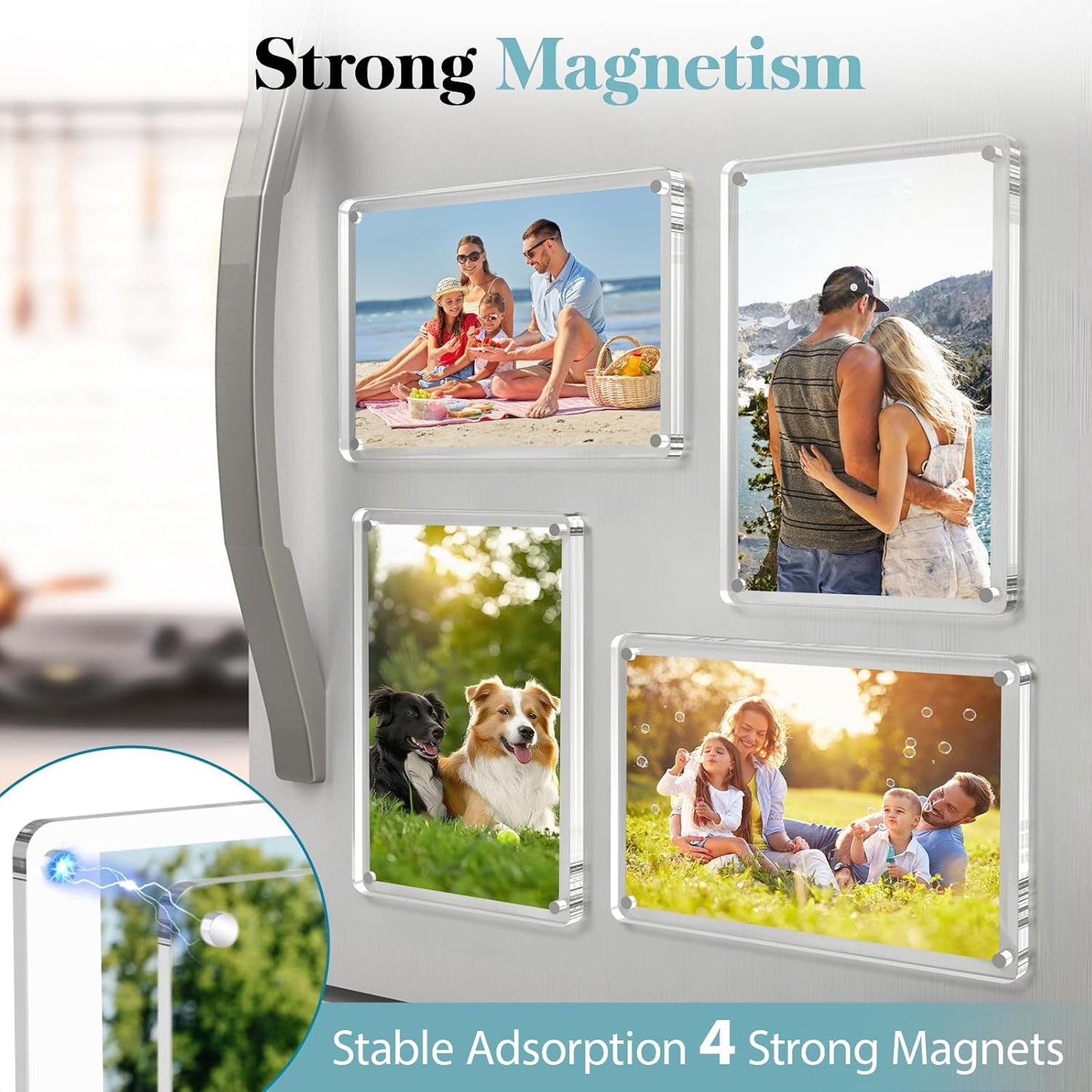 SAMYUCHO 10 Packs Acrylic 4x6 Magnetic Picture Frames for Refrigerator | Strong Magnetism, Clear Display Effect with
