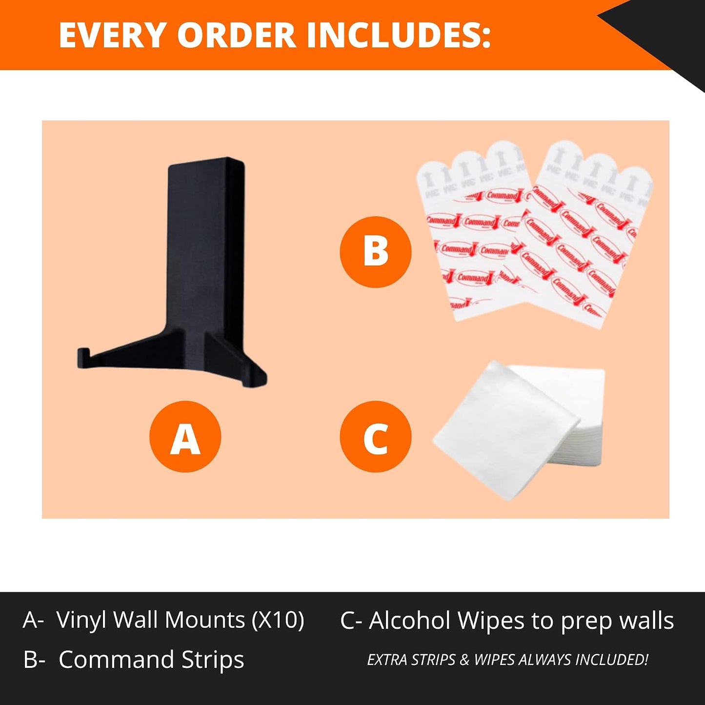 Wall Mount for Vinyl Record Display [10-PACK]- Display Your Album Collection- Wall Damage-Free Shelf- Perfect for