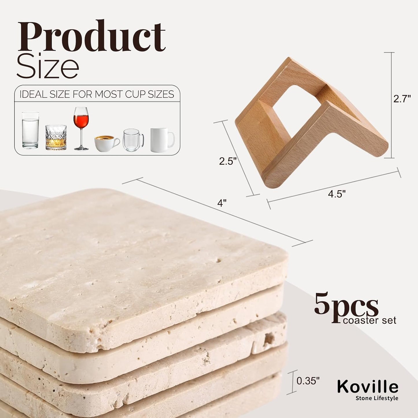 Holder for Drinks / Beige / Set of 5