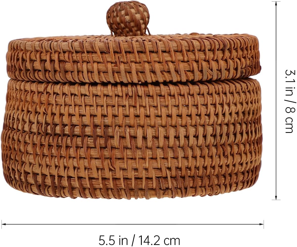 Small Round Wicker Basket for Desktop Organization