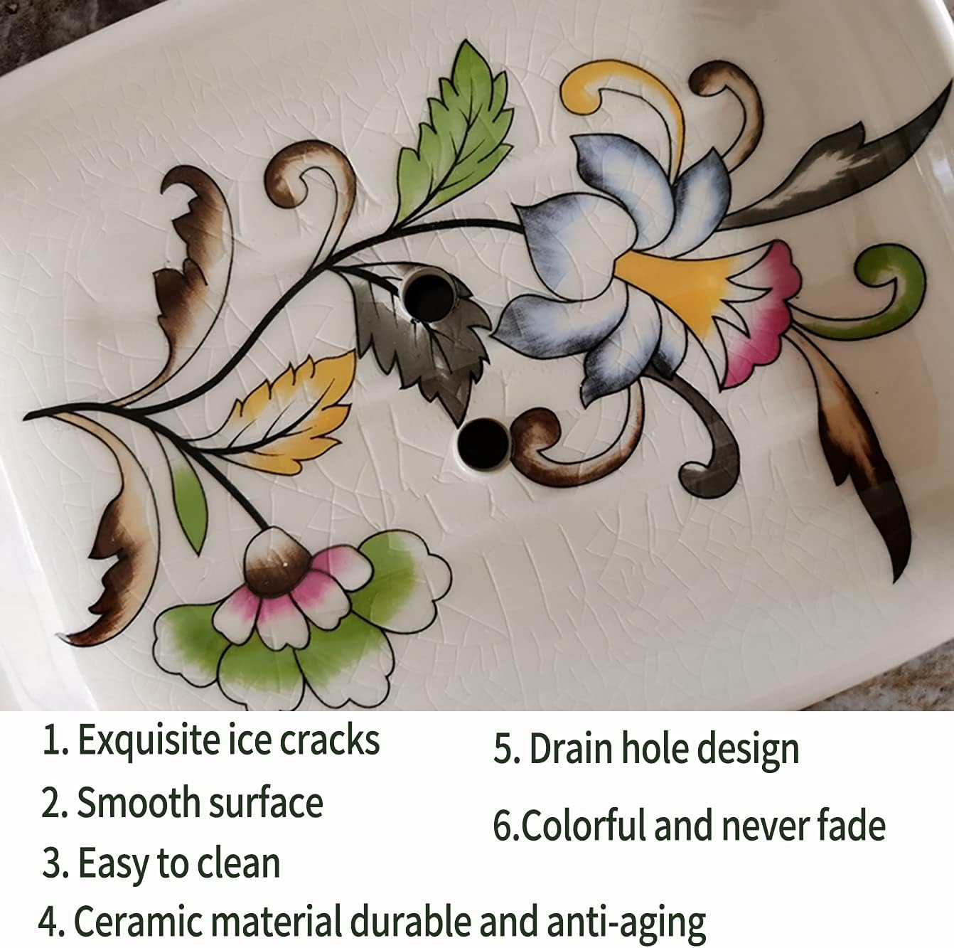 Ceramic Soap Dish Creative Ice Crack Ceramic Clorful / Clorful Flower Pattern Ceramic Soap Dish