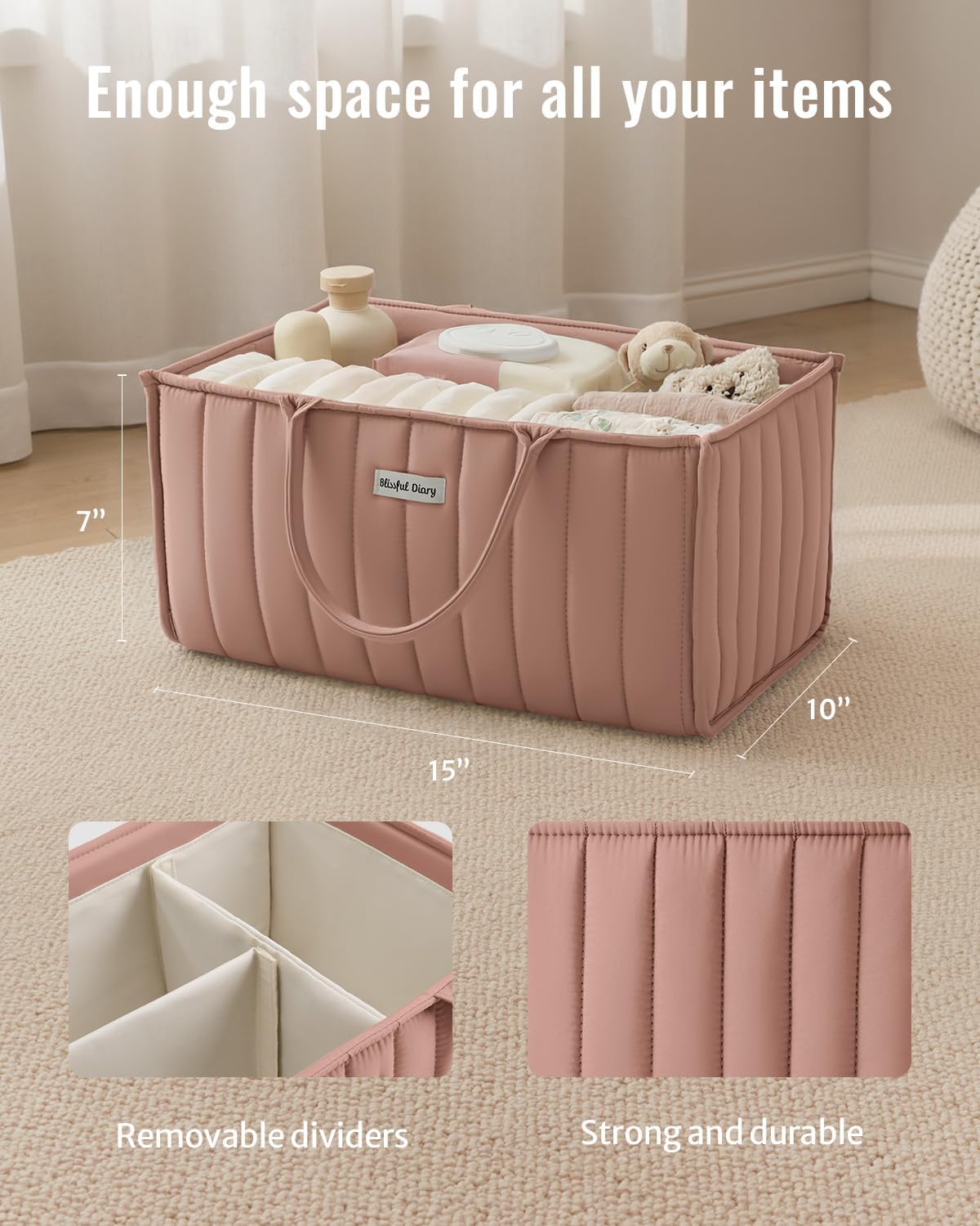Baby Diaper Caddy Organizer / Blush Pink