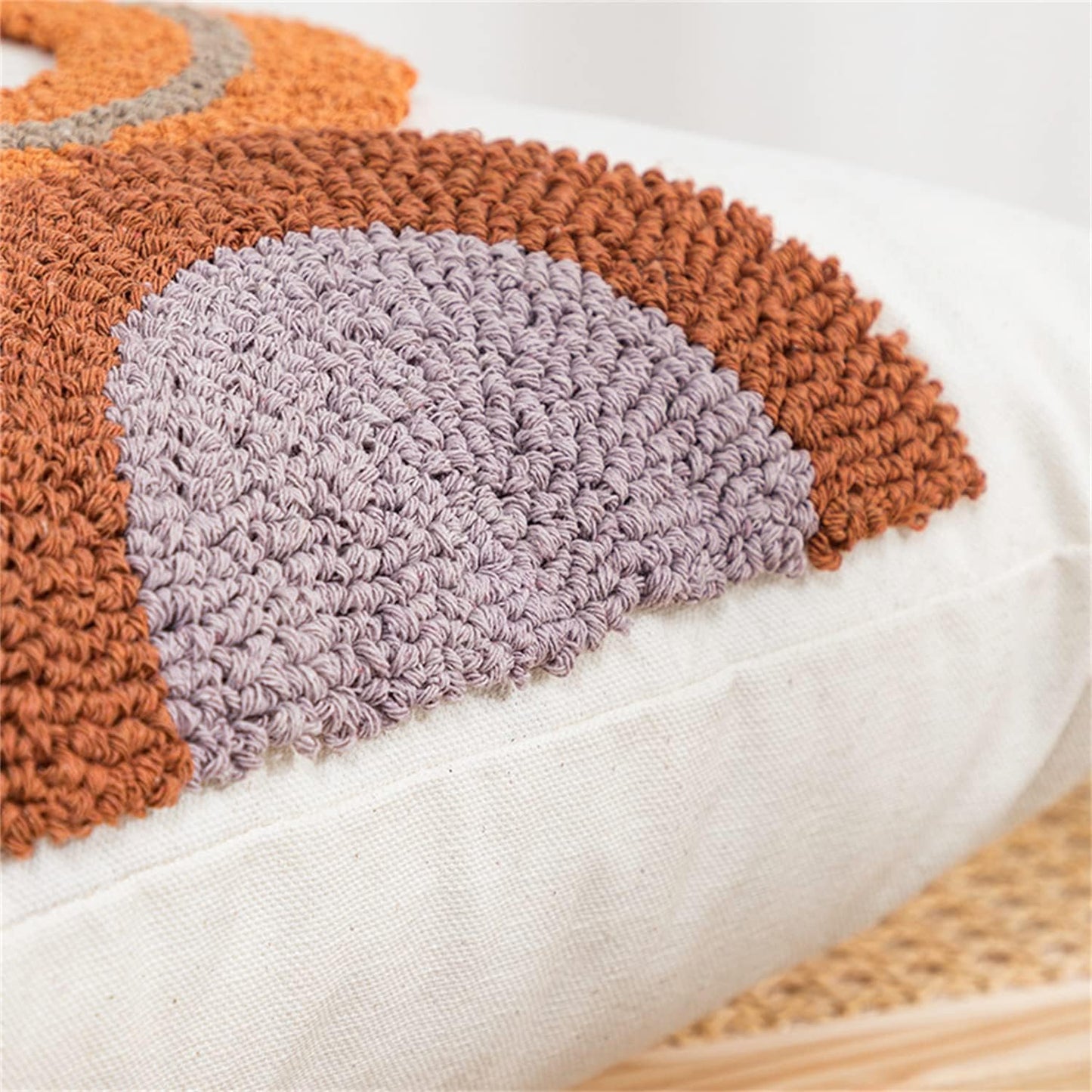 1Pc Boho Tufted Lumbar Pillow Cover / Geometric / 12 x 20