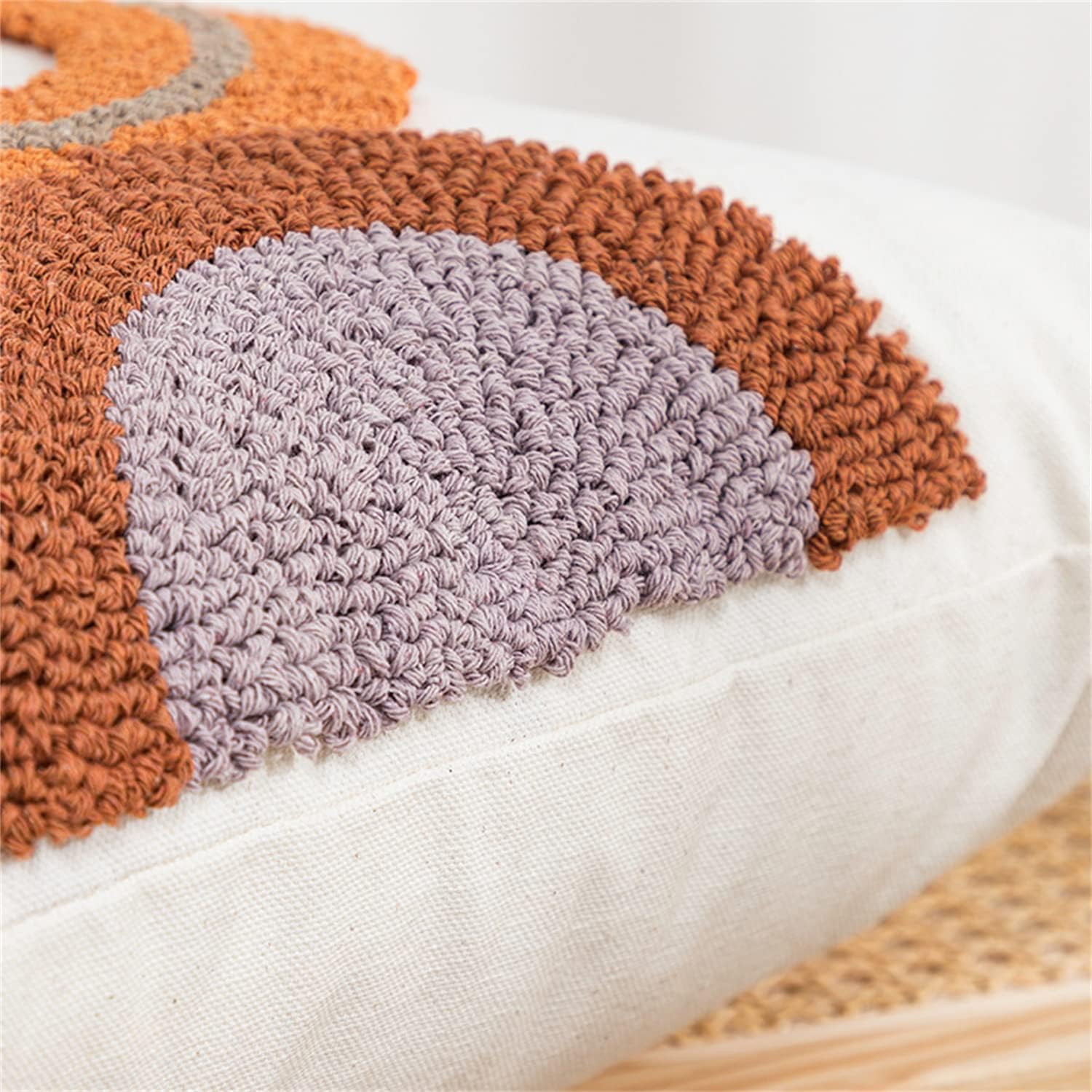 1Pc Boho Tufted Lumbar Pillow Cover / Geometric / 12 x 20