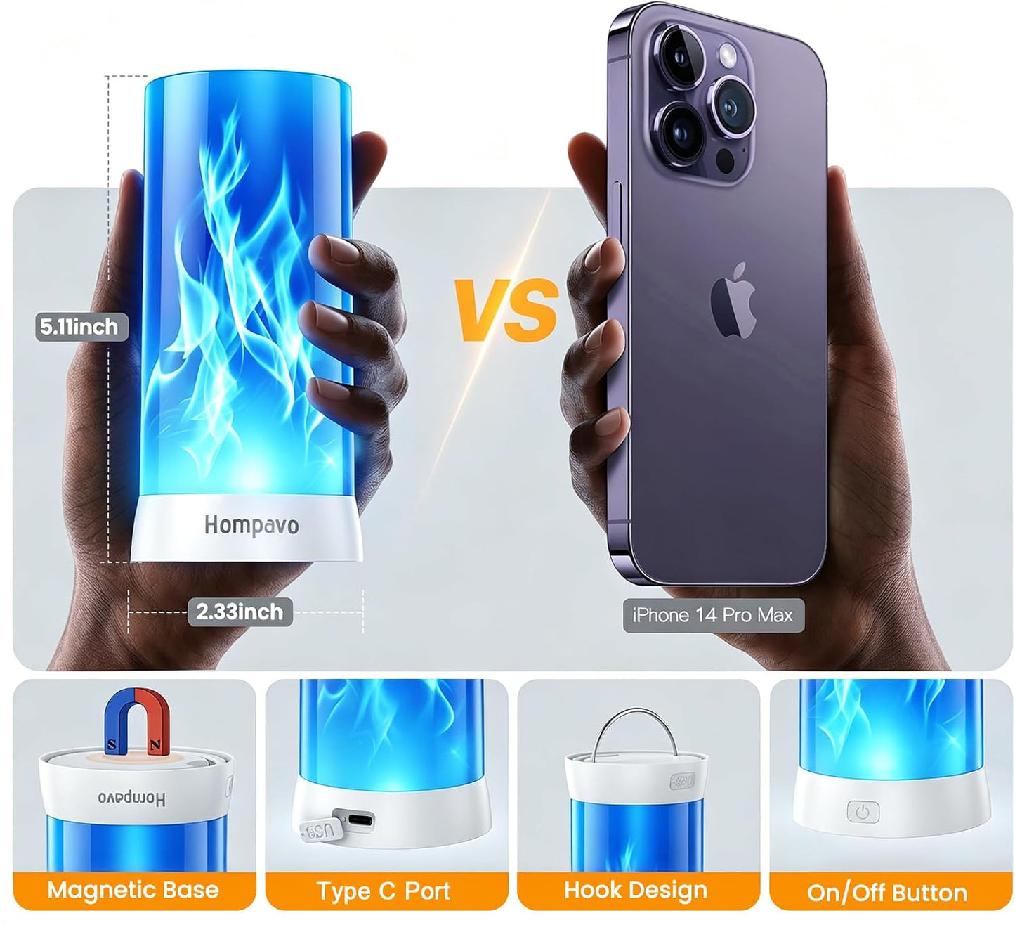 Hompavo 【Upgraded】 Flame Lights with Remote, Timer, 4-Mode Rechargeable | Waterproof LED Battery Operated Flameless