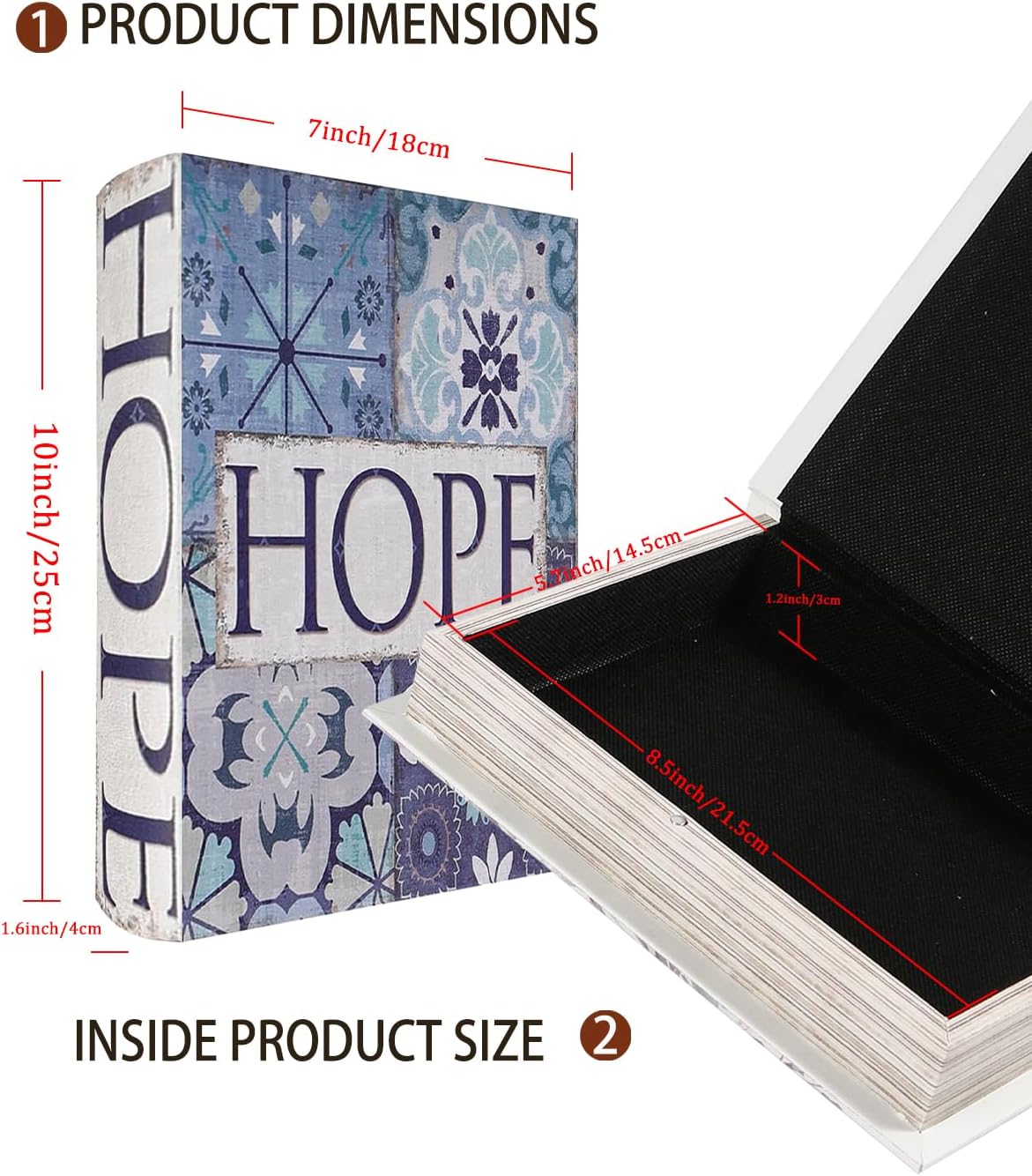 Vintage Faux Book Boxes / 1 x Hope