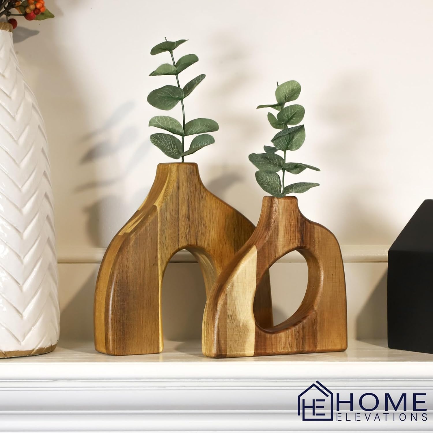 Wooden Vases for Decor / Set of 2