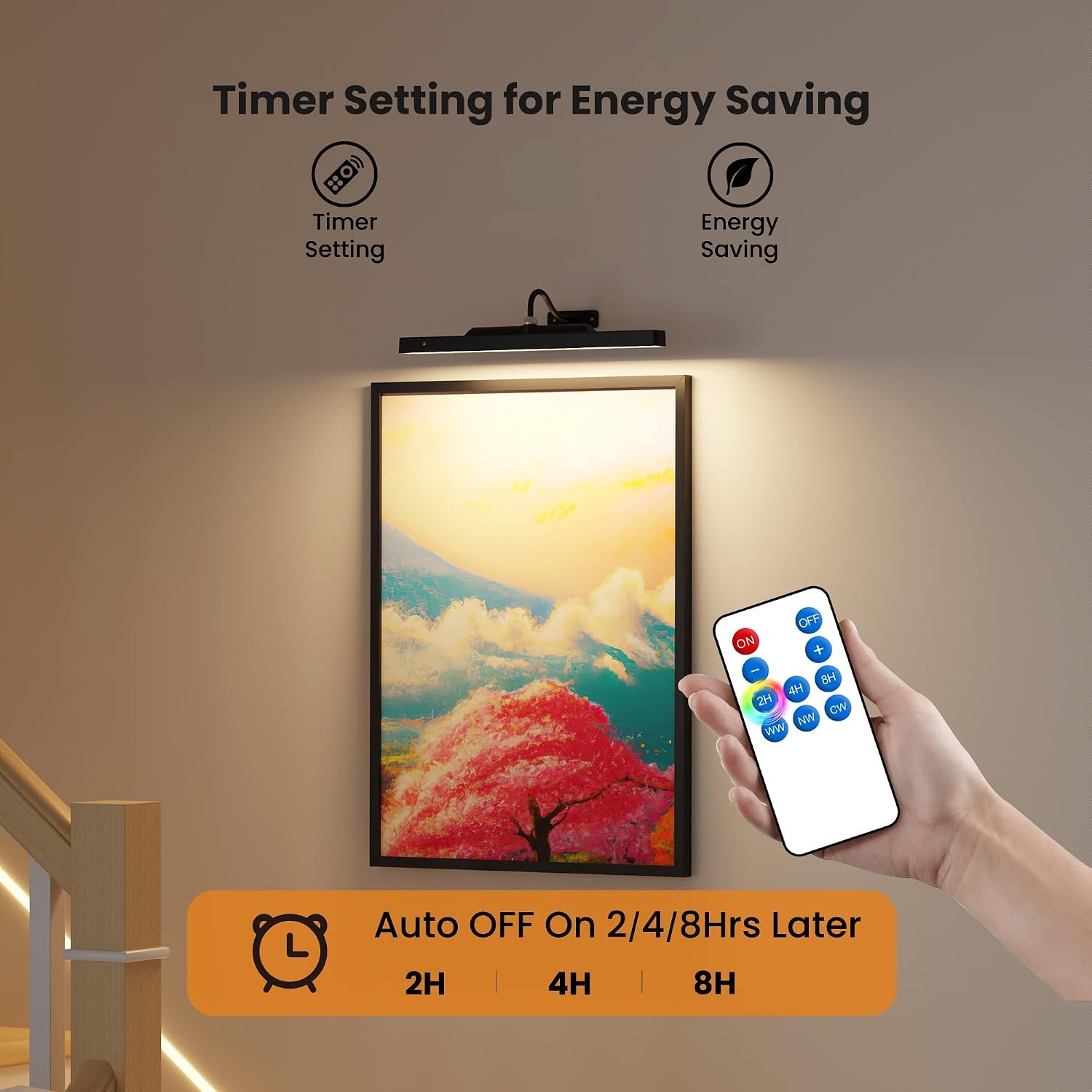 2Pack Picture Light, 13Hrs Lasting Battery Operated Picture Lights for Paintings,16in Remote Control Display Art Light