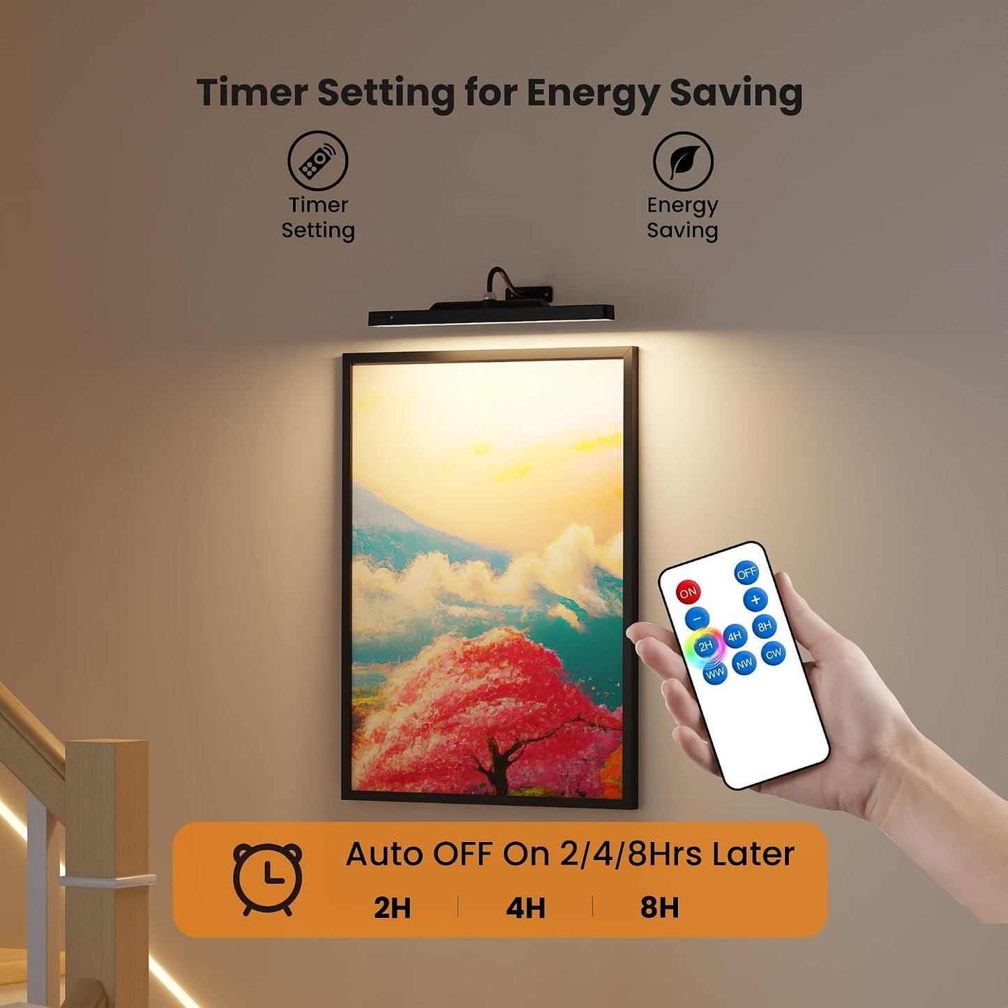 3Pack Picture Light Battery Operated, 16in Picture Light for Wall, 5000mAh Cordless Wall Lights with Controller,Art