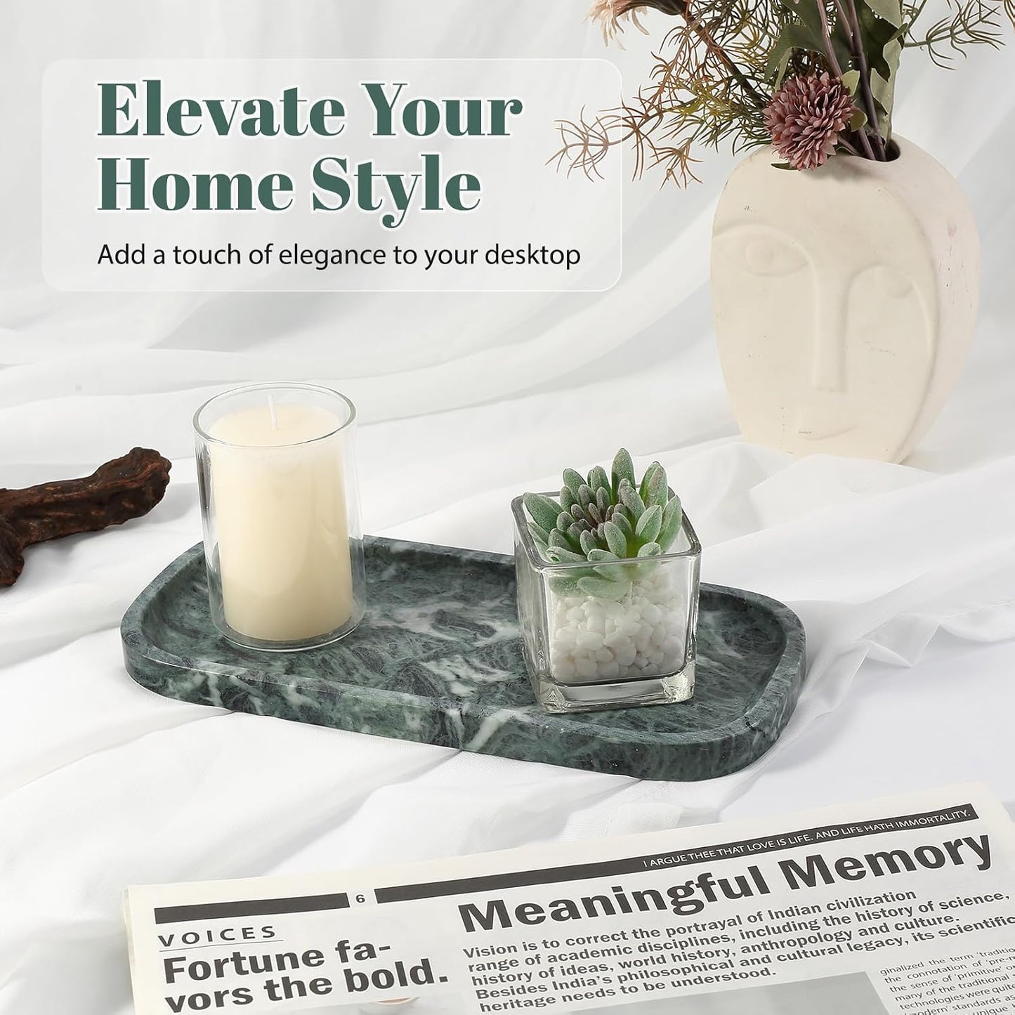 Marble Tray / Marble Vanity Tray / 10 x 4.72 / Verde Alpi