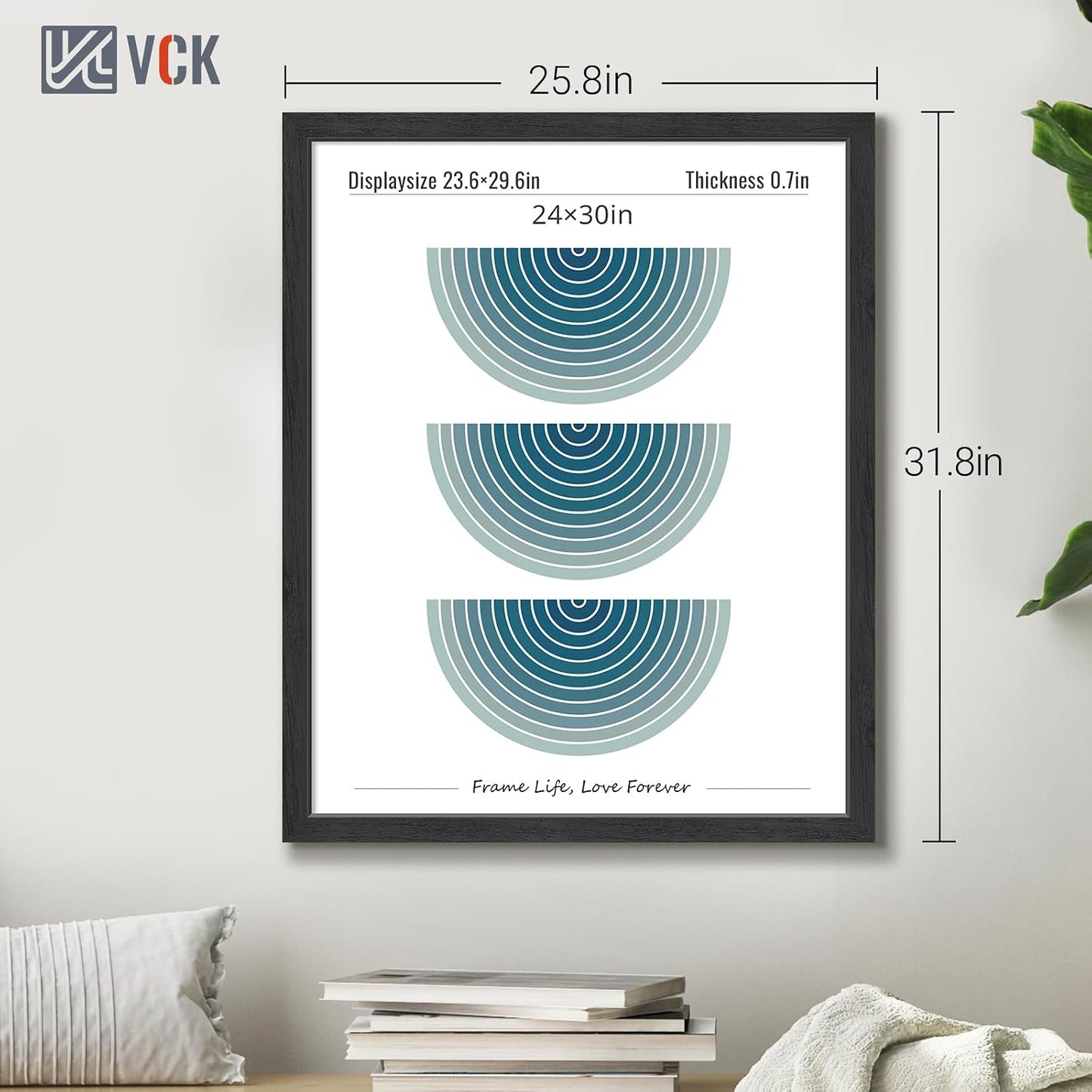 VCK 24x30 Poster Frame Set of 3, Black Woodgrain, Wall Hanging | Wide Border, Exclusive Woodgrain, Shatterproof