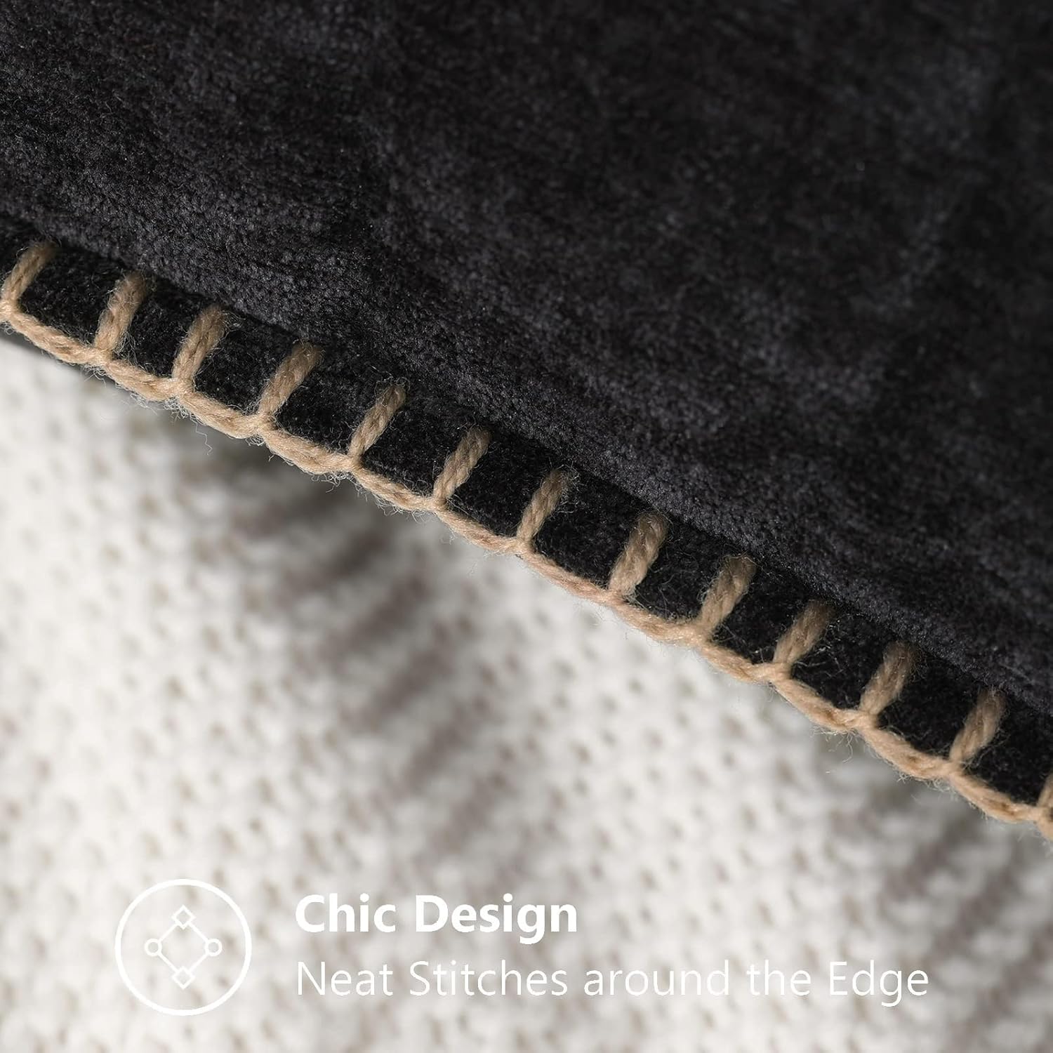 Fall Chenille Soft Throw Pillow Covers / Black / 20 x 20 / Set of 2