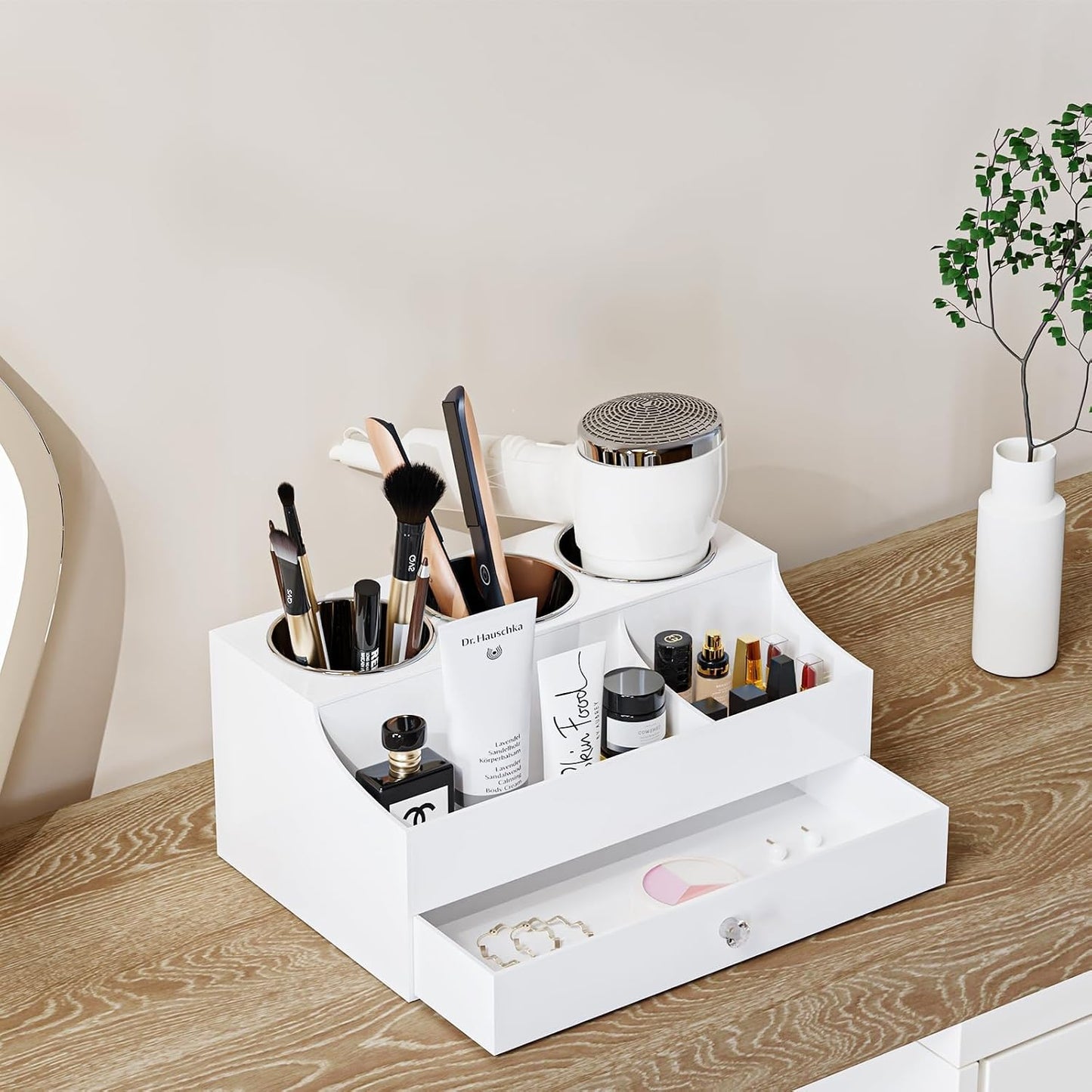 Hair Tool Organizer, Acrylic Hair Blow Dryer Holder Stand for Straightener and Curling Storage, Bathroom Vanity