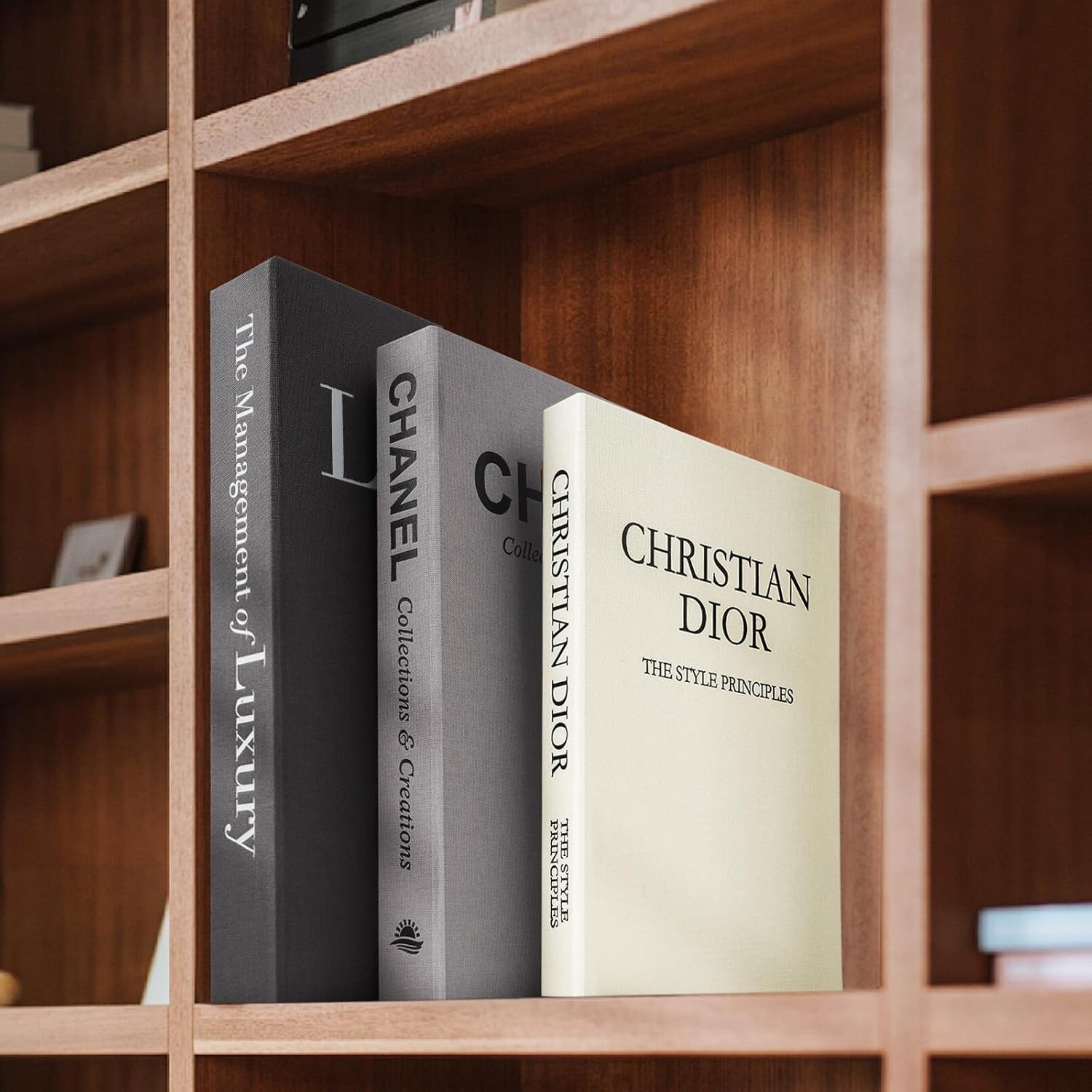 Minimalist Linen Hardcover Faux/Fake Books / Black-gray-beige / Luxury / Set of 3