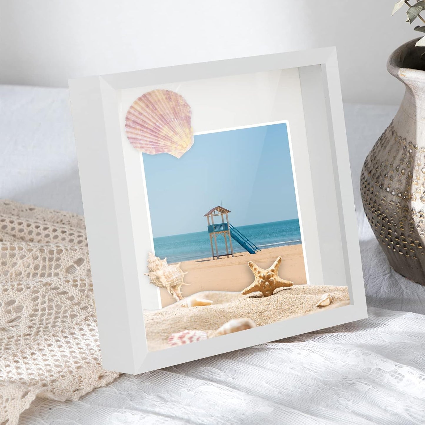 2pcs 12x12 Shadow Box Frame, 3D Picture Frame Display Cas with Real Transparent Glass for Photos, Memorabilia, Crafts