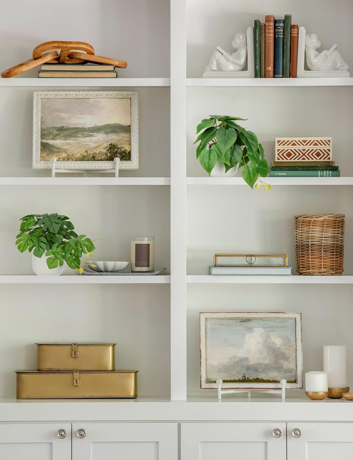 Fake Plants Artificial Plants Faux Pothos / Fake Plants #2 / White / Set of 2