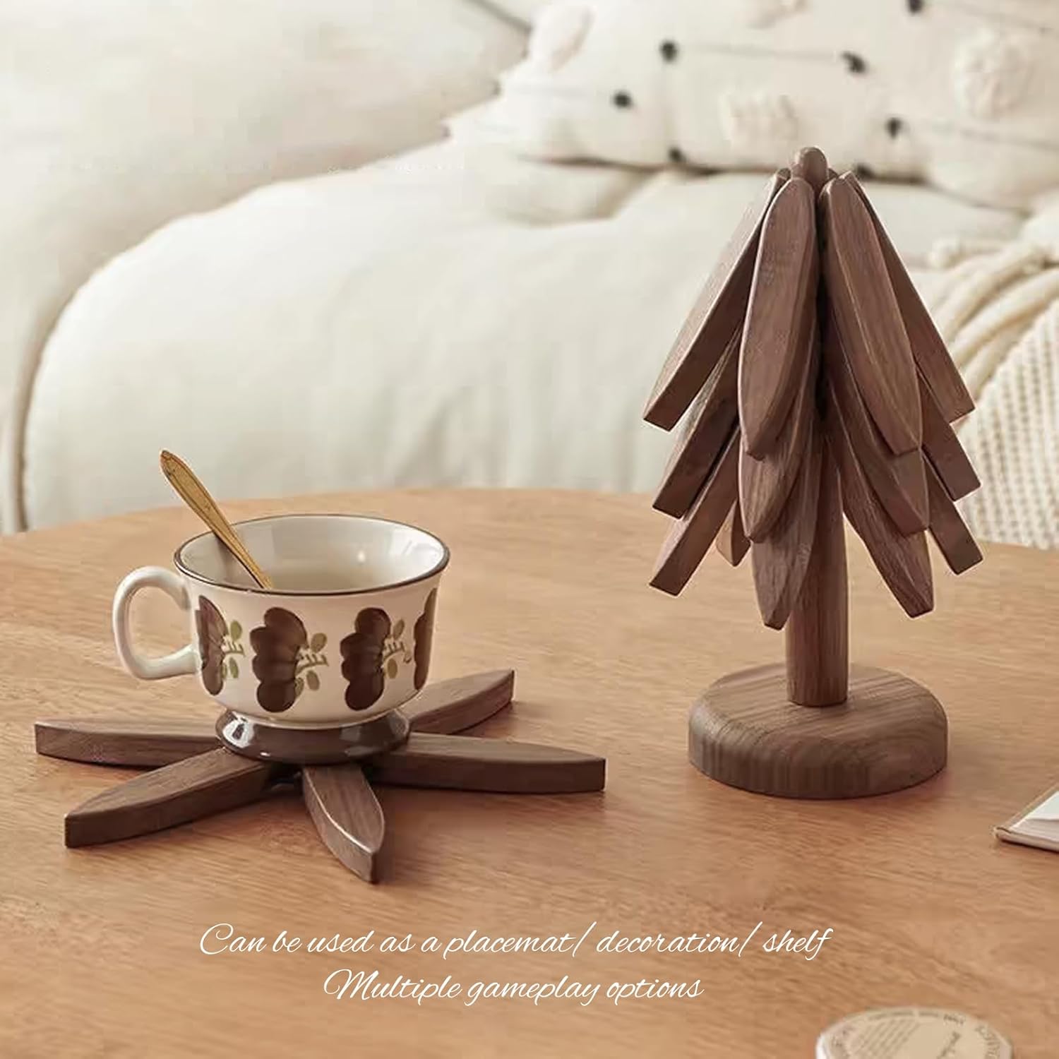 4Artful Foldable Wooden Hot Pads / B Walnut / Set of 4