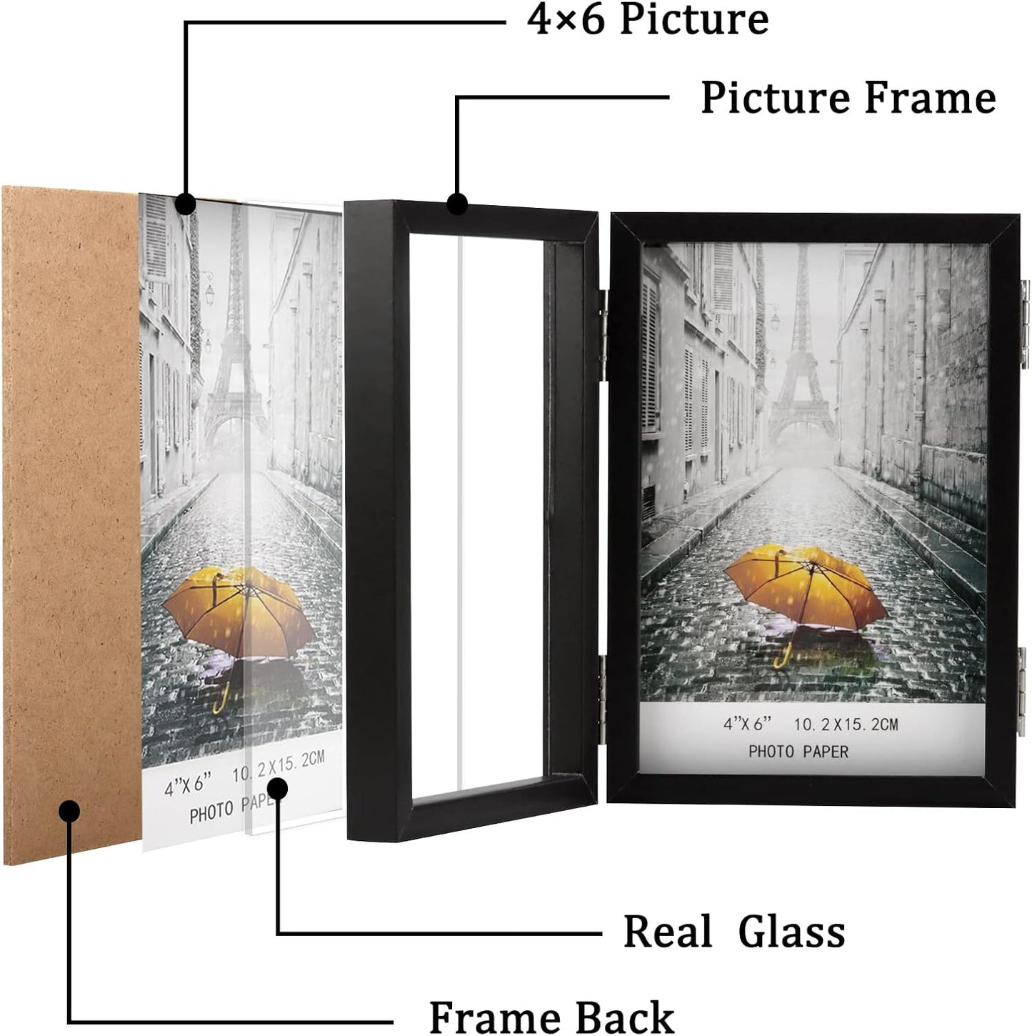 Glass Vertical Stand Frames / Black / 4 x 6