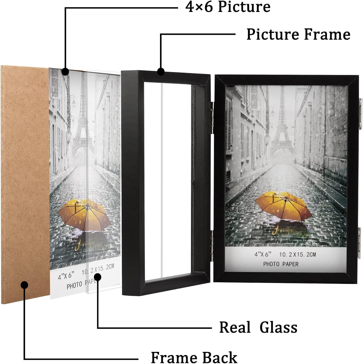 Glass Vertical Stand Frames / Black / 4 x 6