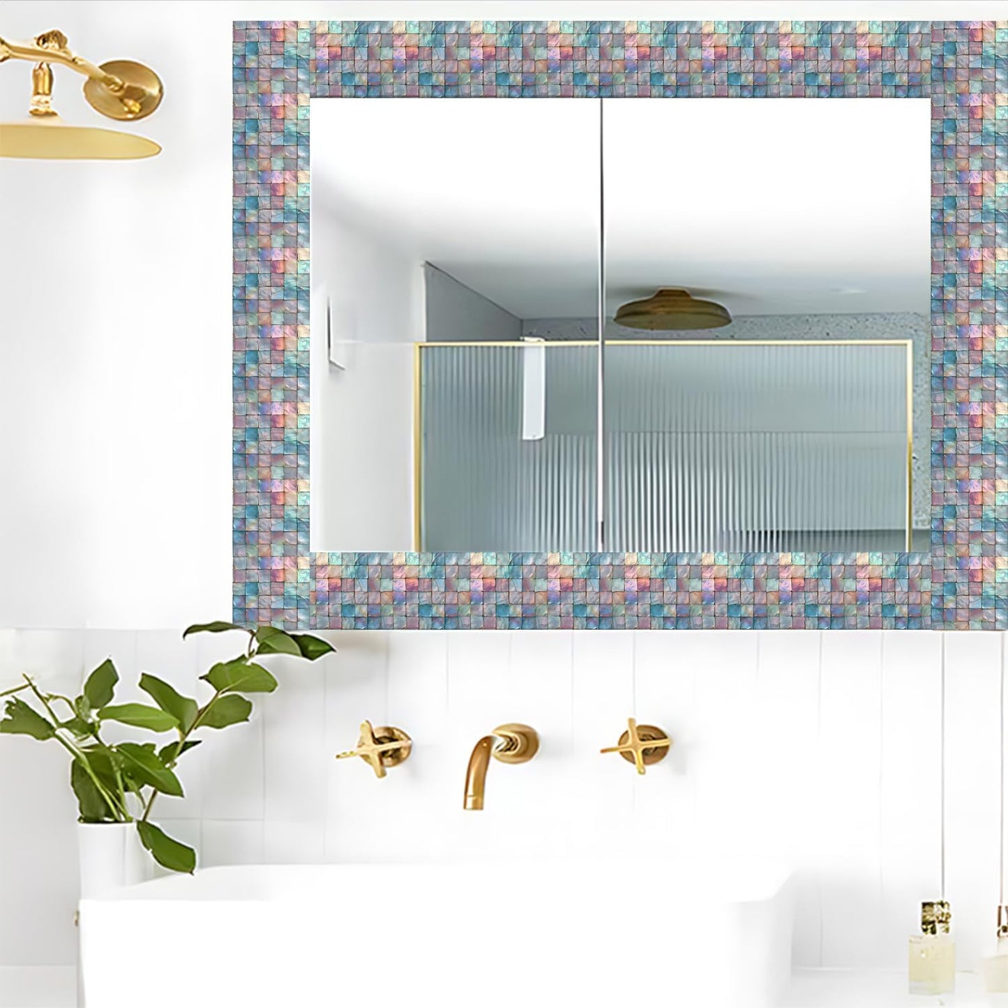Shell Square Geometric Wallpaper Border Peel and Stick Wall Border Self / Colorful / 393 x 4