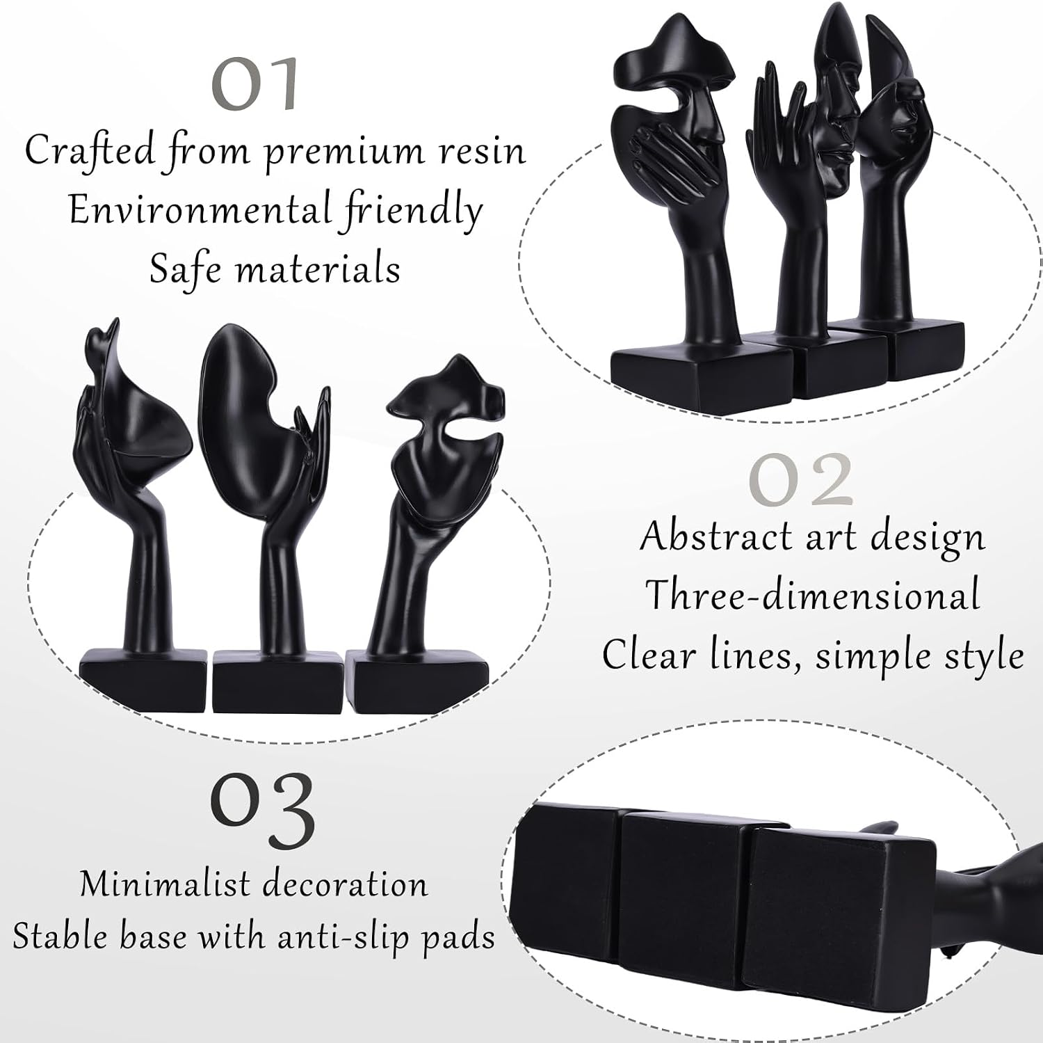 Thinker Large Statue Set / Black / Set of 9