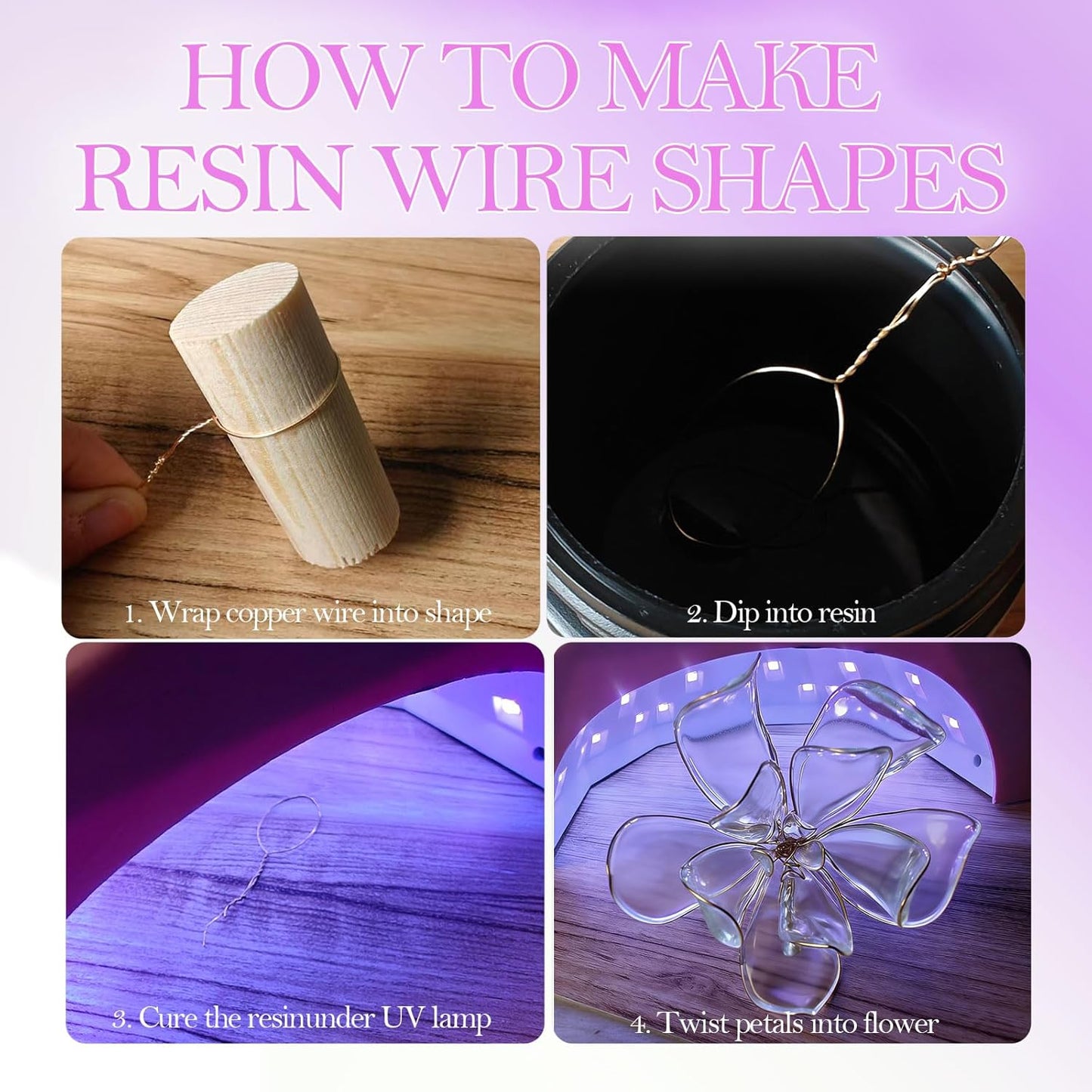 UV Resin Dip for Wire Flowers Kit / Set / Clear / Set of 5