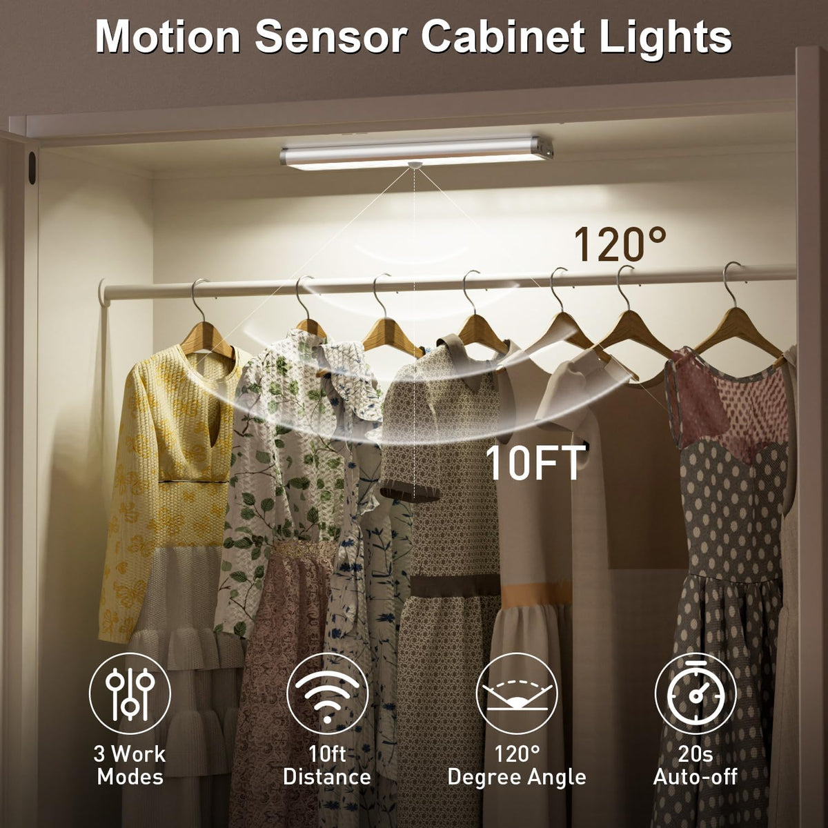 Under Cabinet Lighting,Rechargeable Motion Sensor Light Indoor Night Lights with Remote,58LED RGB under cabinet lights